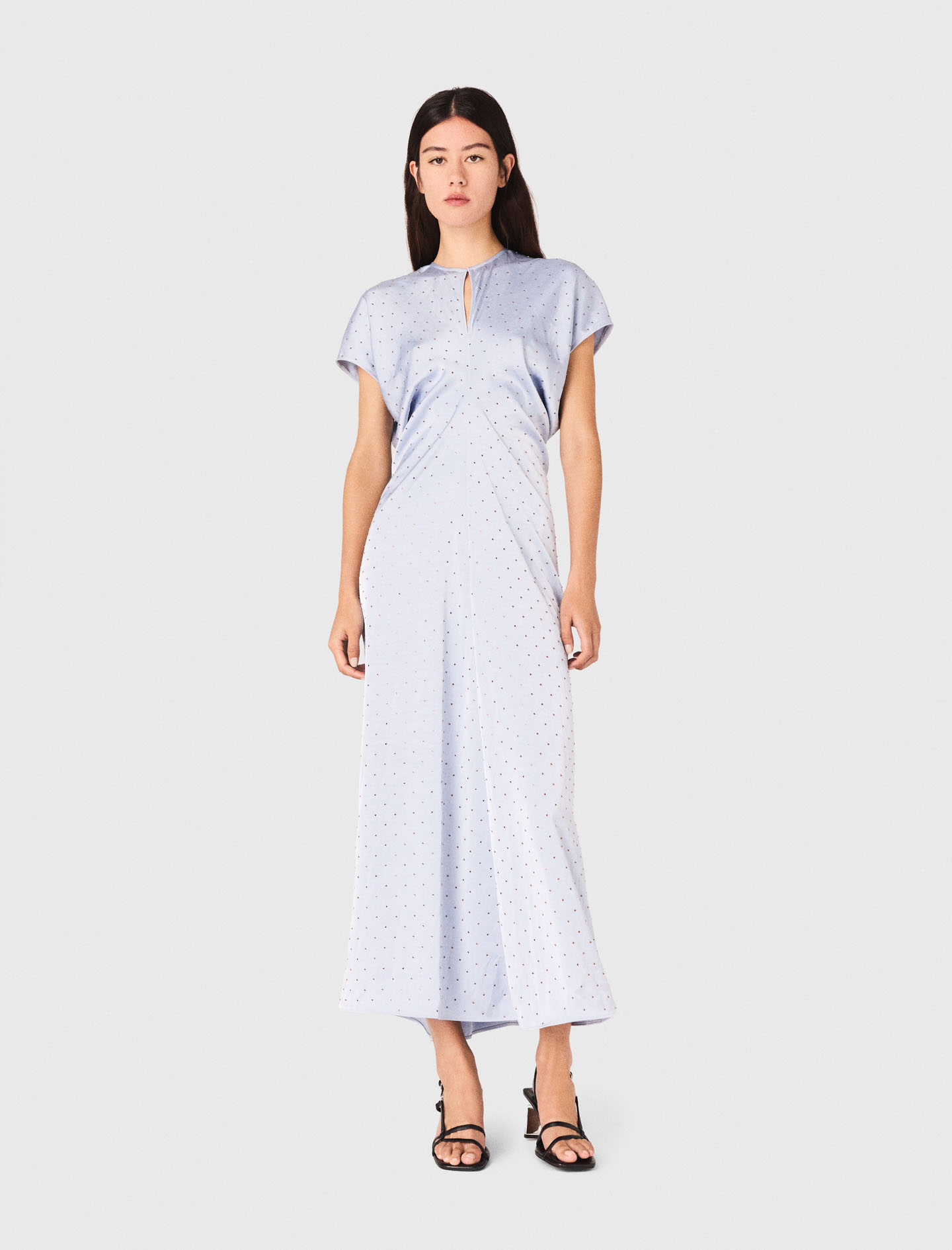 Studded satin maxi dress - Blue