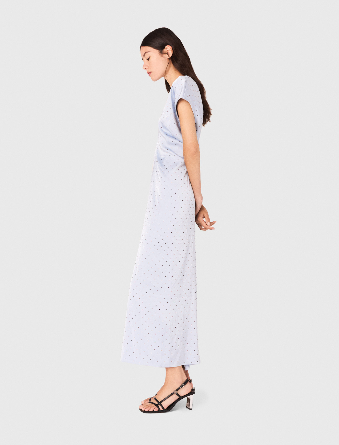 Studded satin maxi dress - Blue