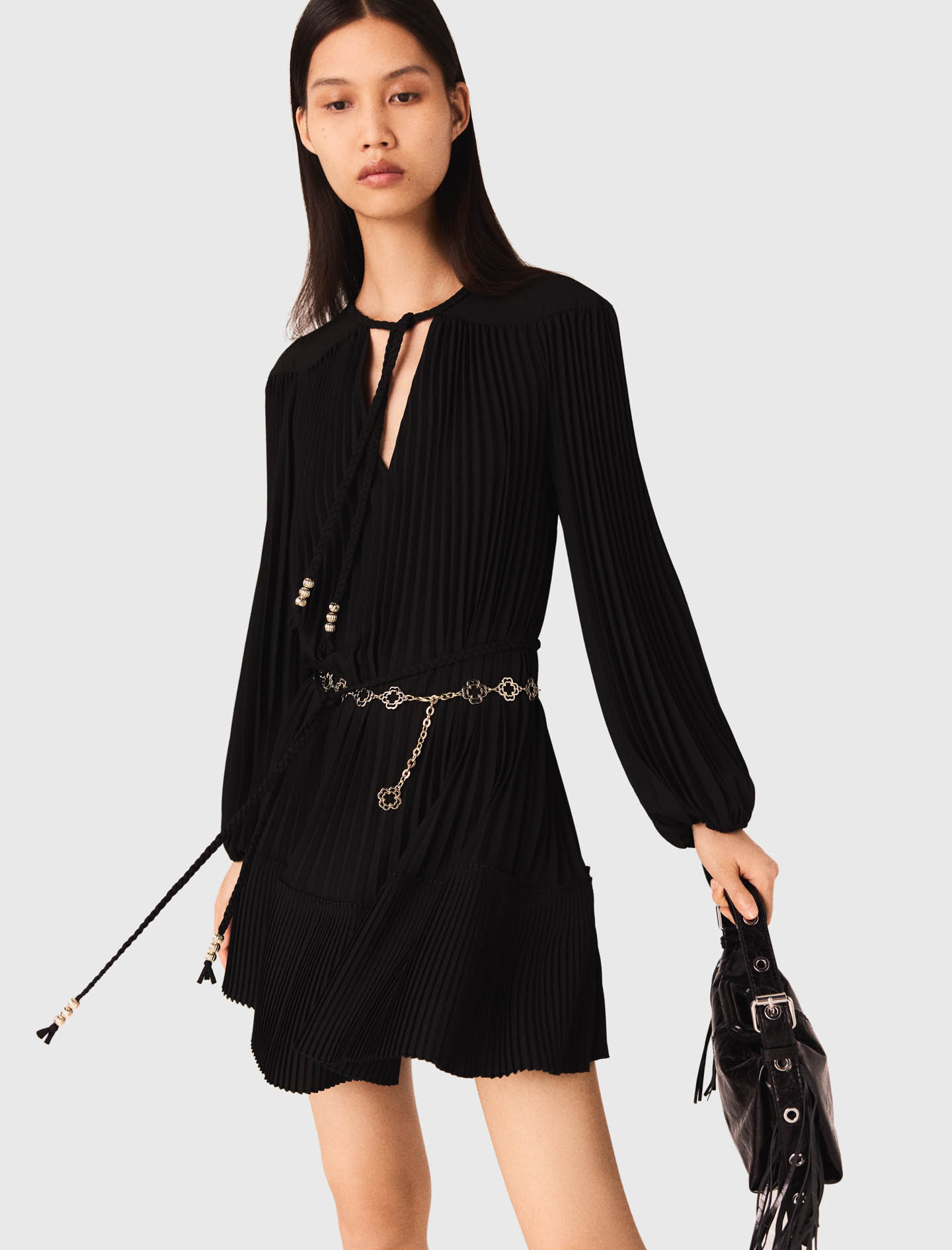 Short pleated dress - Black