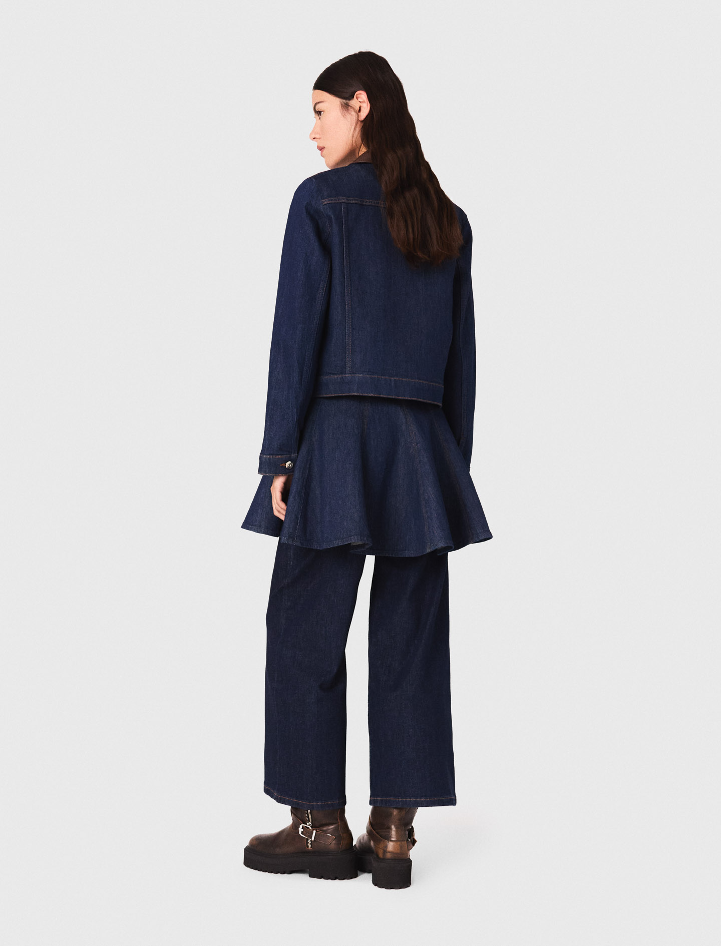 Denim jacket with faux leather - Navy