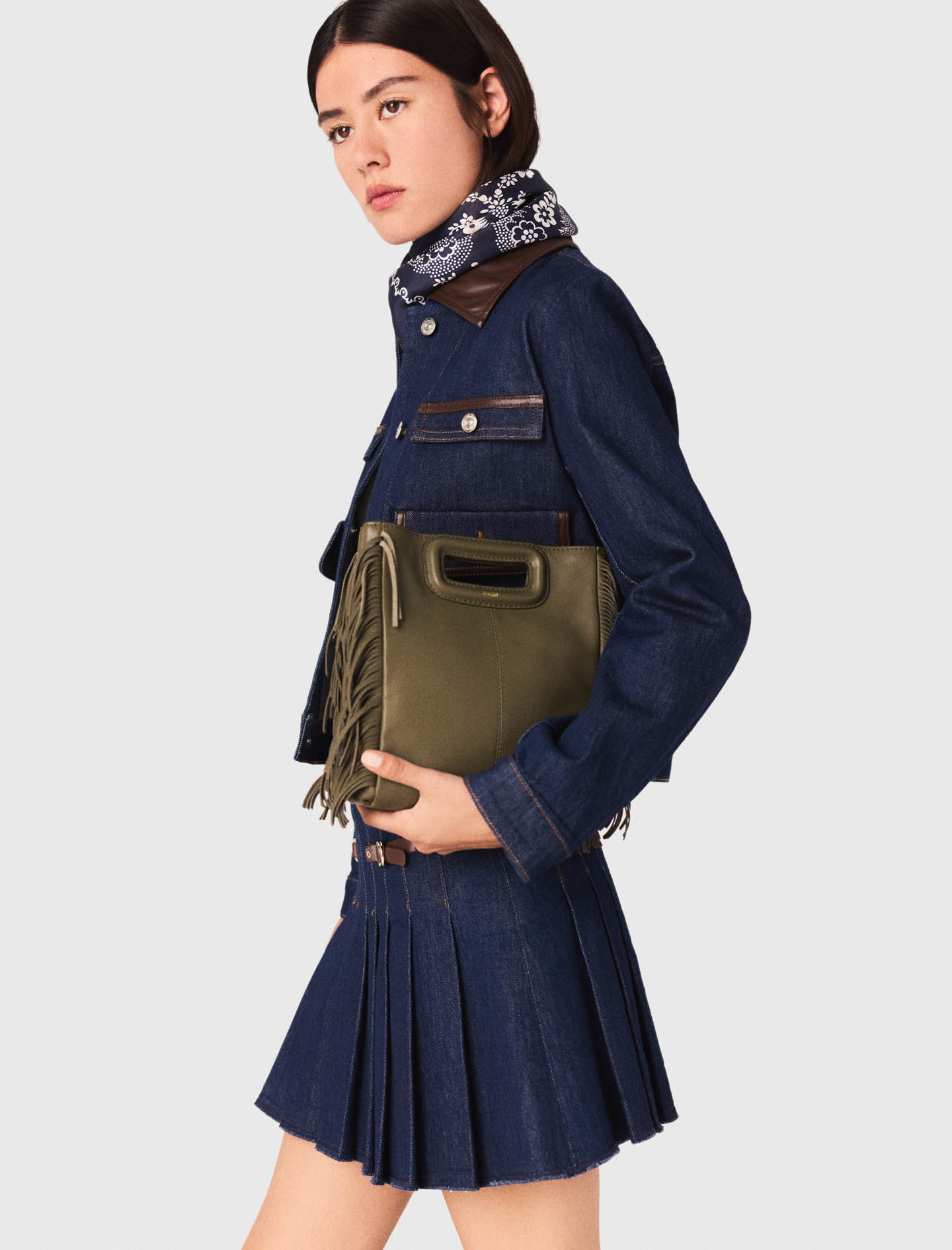 Short denim skirt with lining - Navy