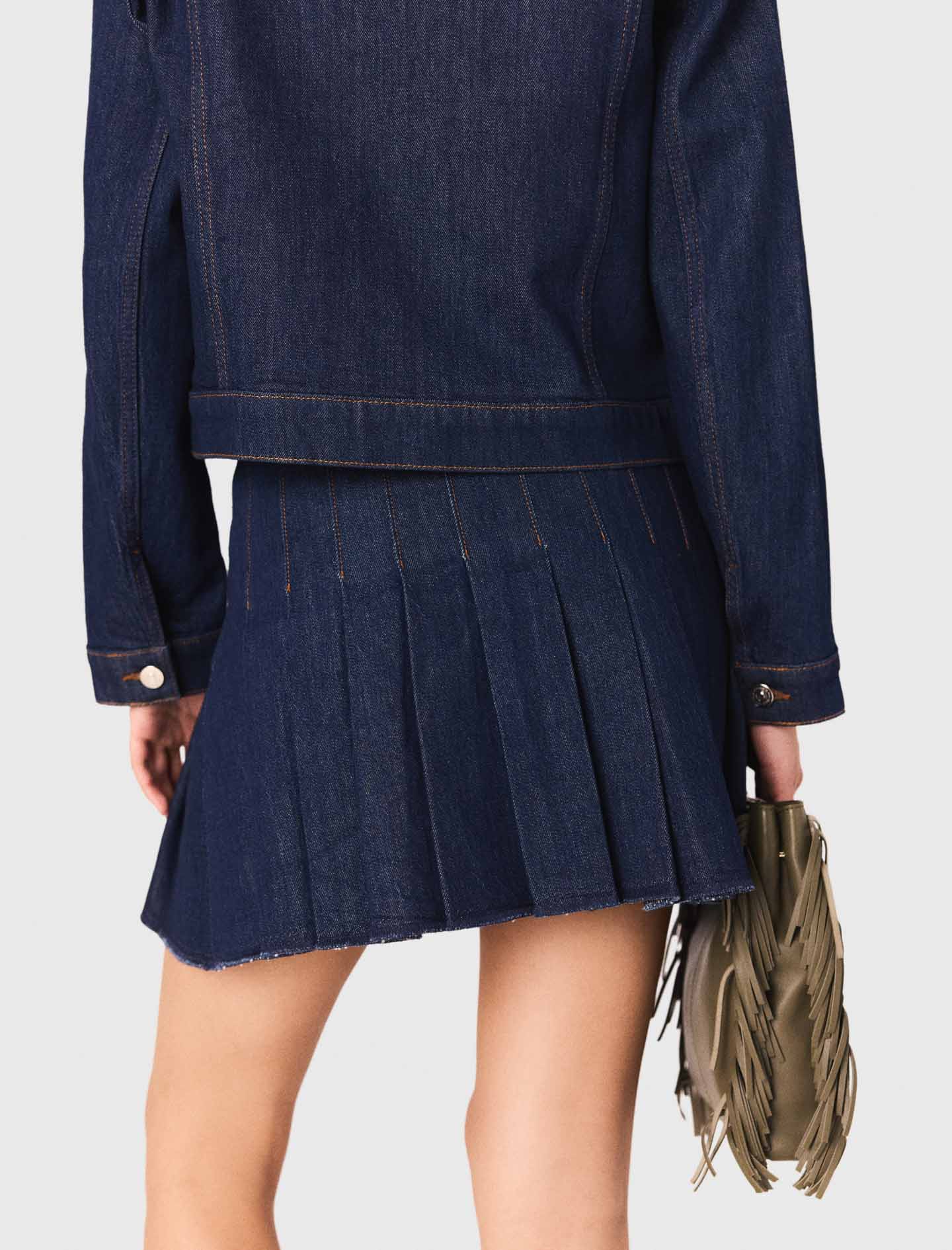 Short denim skirt with lining - Navy