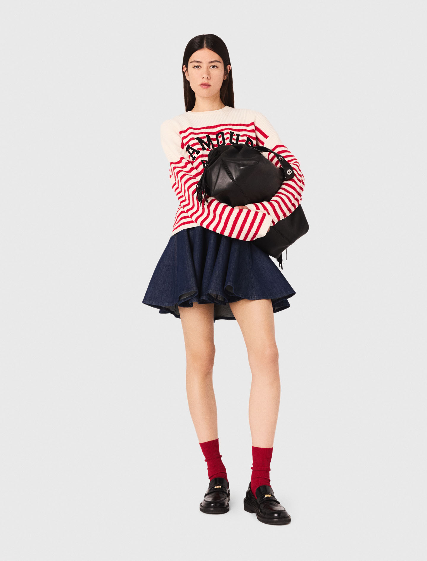 Striped rib knit jumper - Ecru