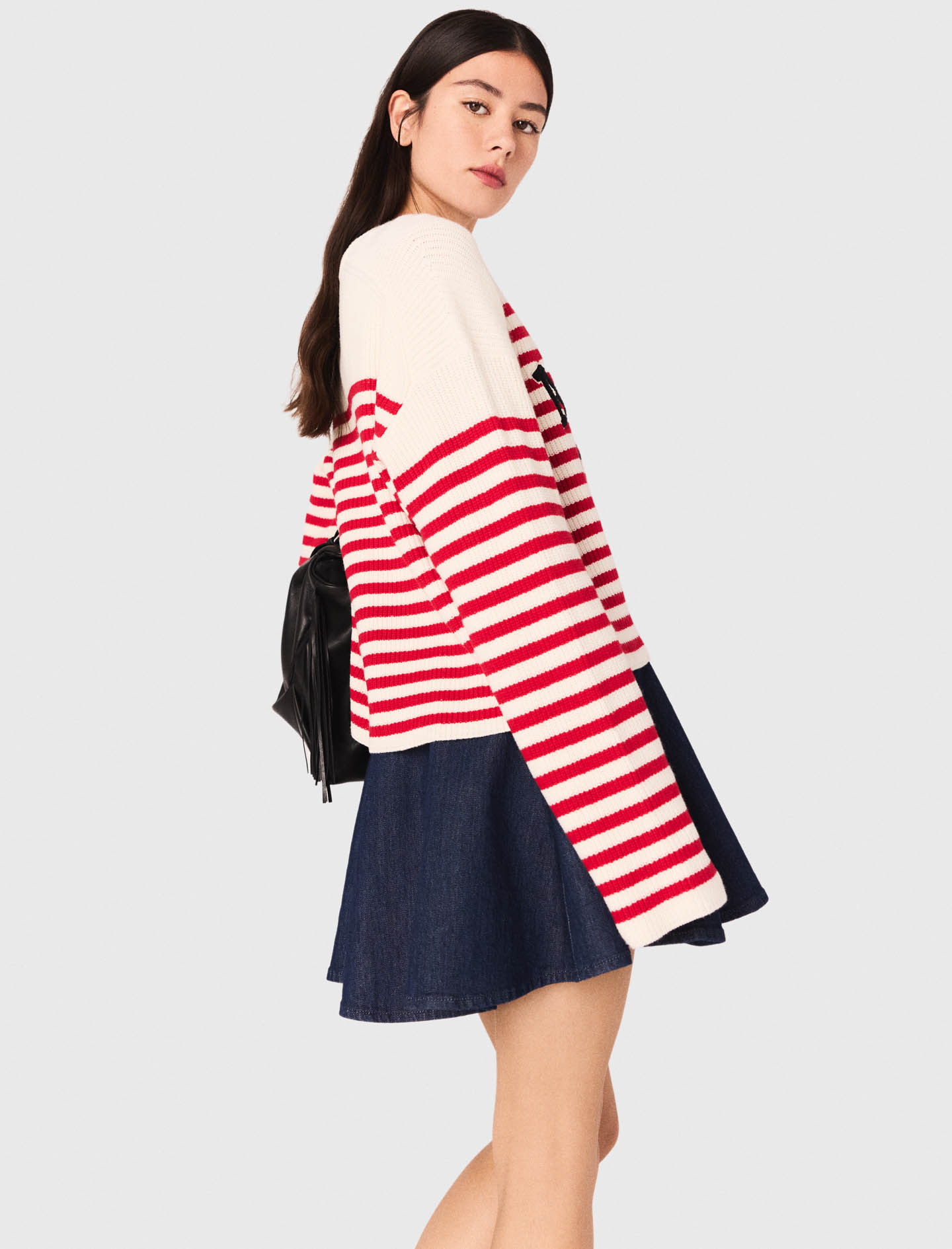 Striped rib knit jumper - Ecru