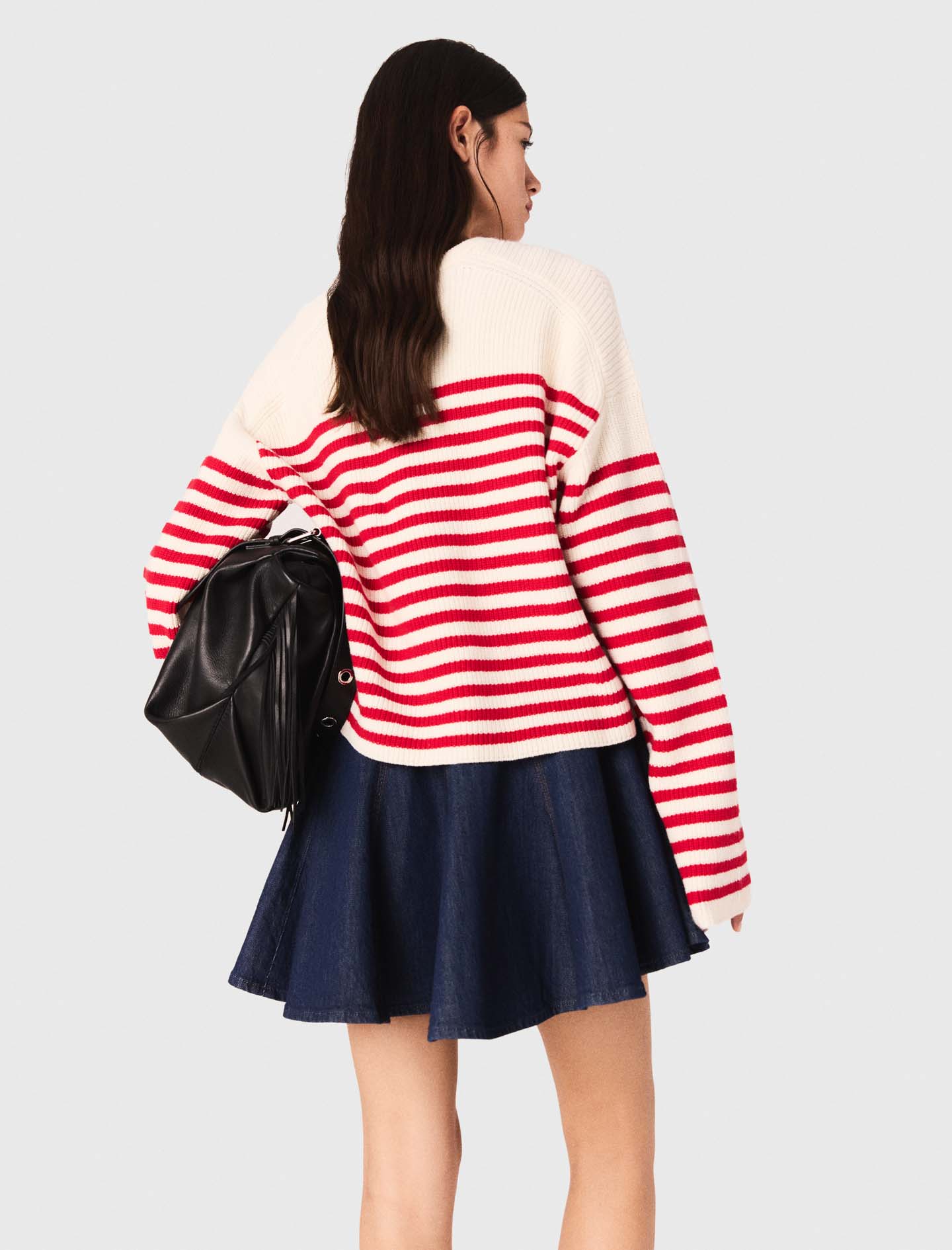 Striped rib knit jumper - Ecru