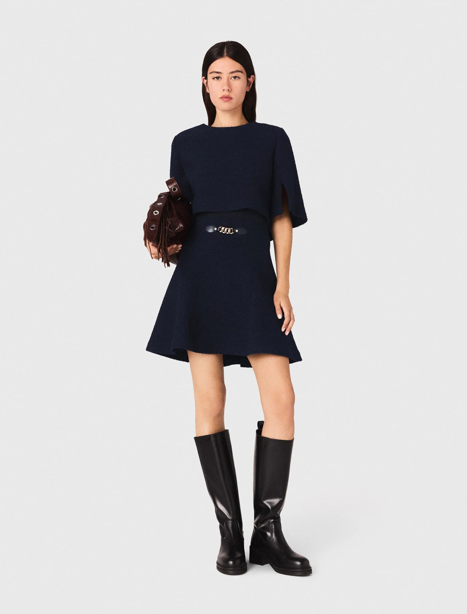 2 in 1 tweed dress - Navy