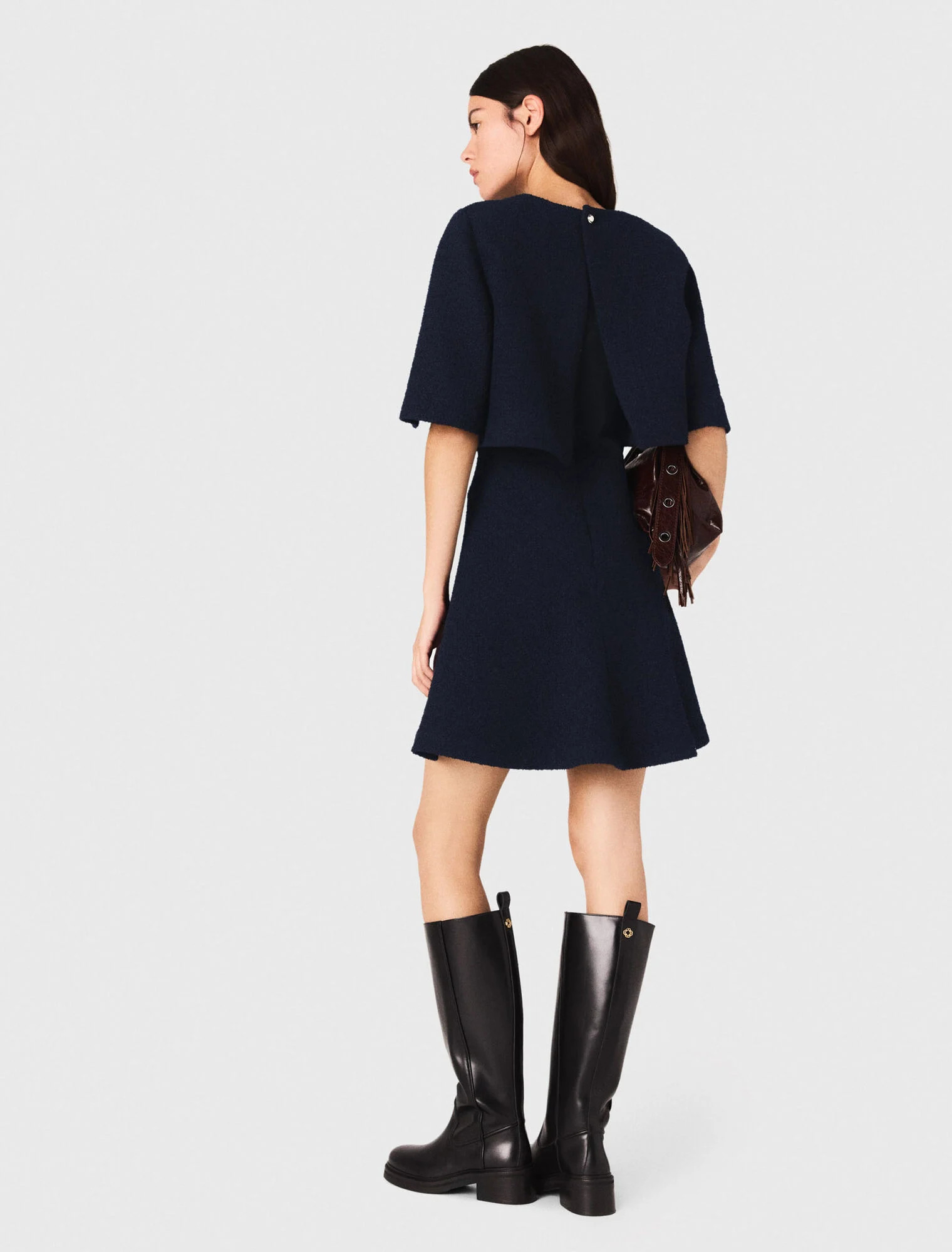 2 in 1 tweed dress - Navy