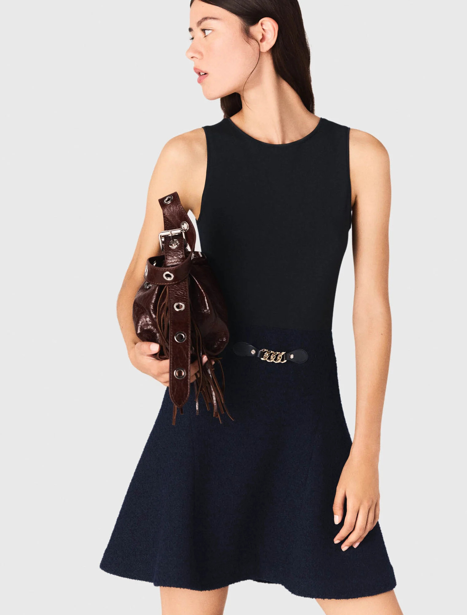 2 in 1 tweed dress - Navy