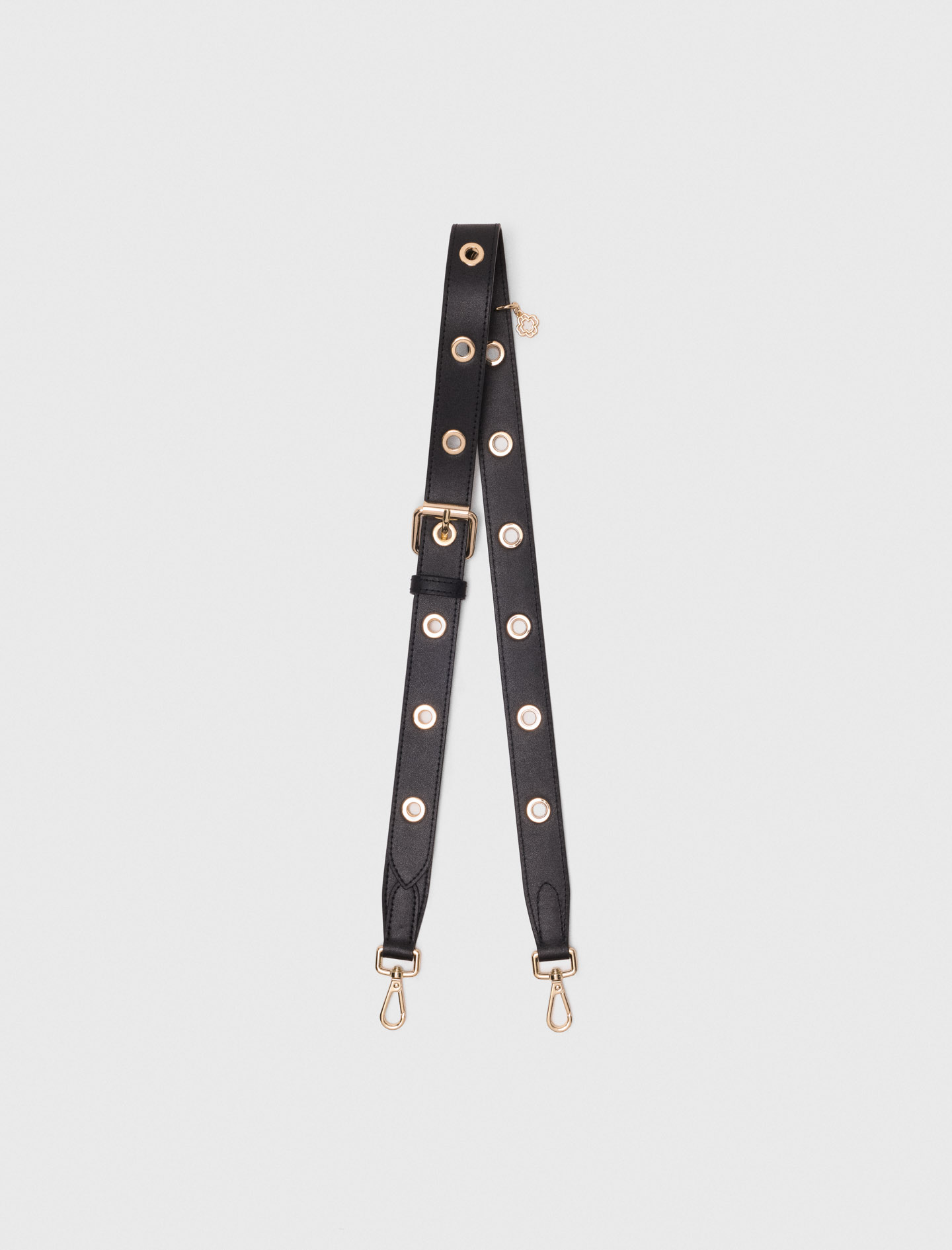 Leather strap with eyelets - Black