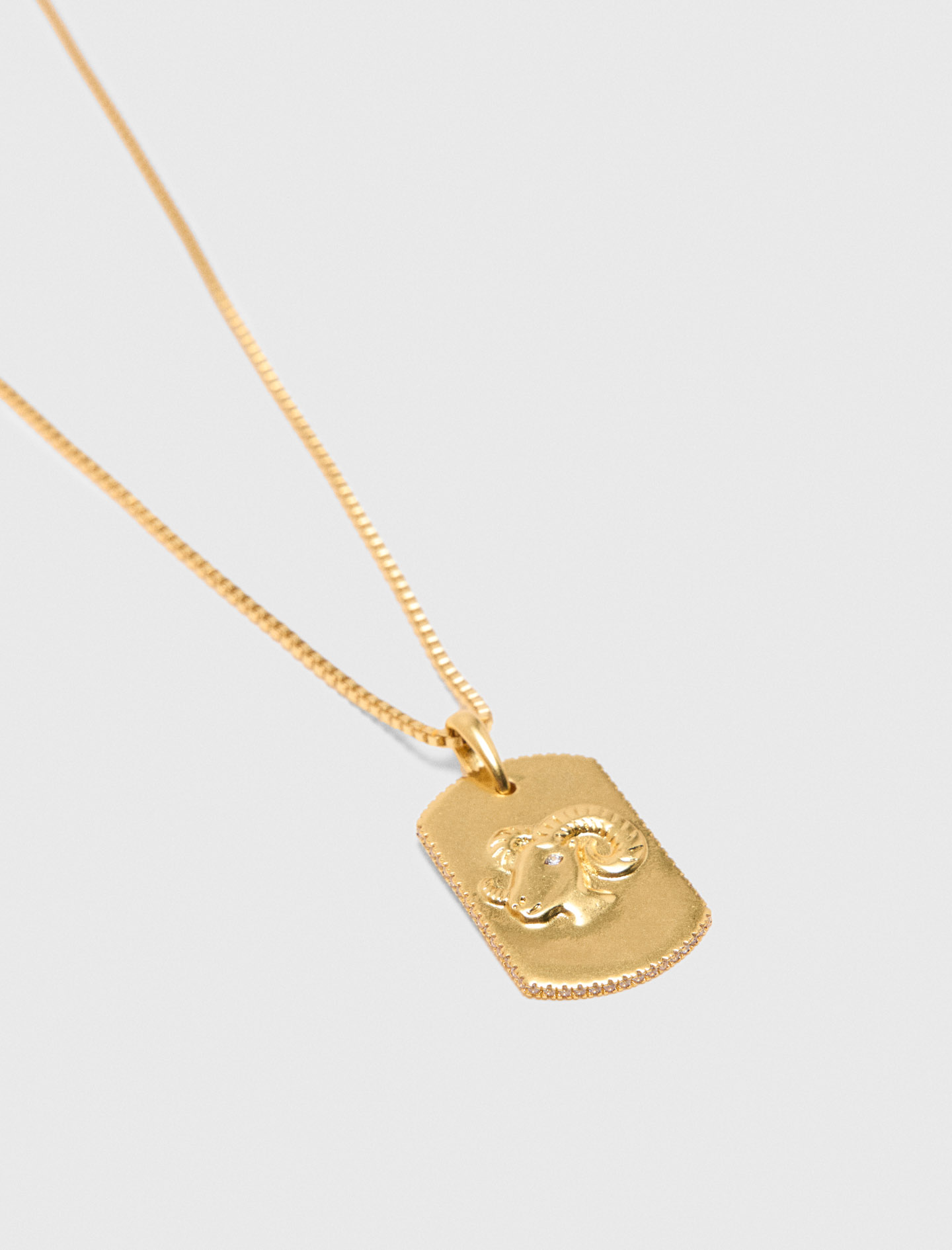Zodiac sign plaque necklace Aries - Gold