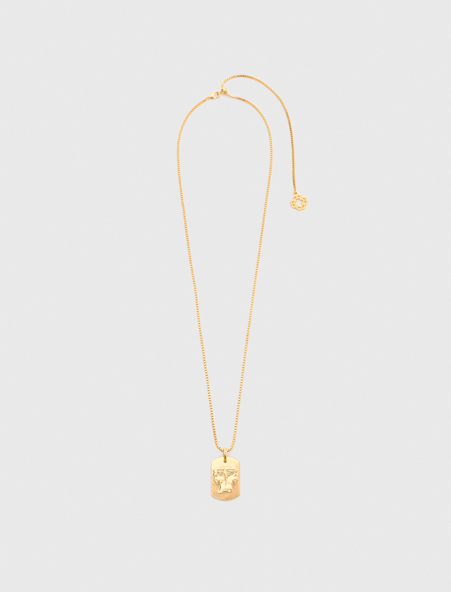 Zodiac sign plaque necklace Gemini - Gold