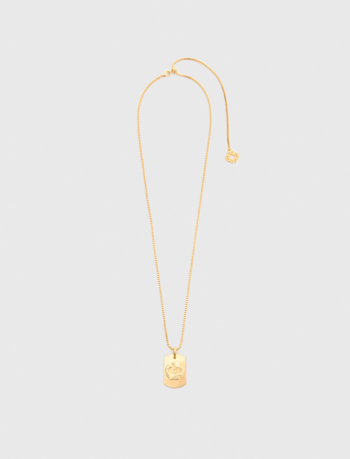 Zodiac sign plaque necklace Pisces - Gold