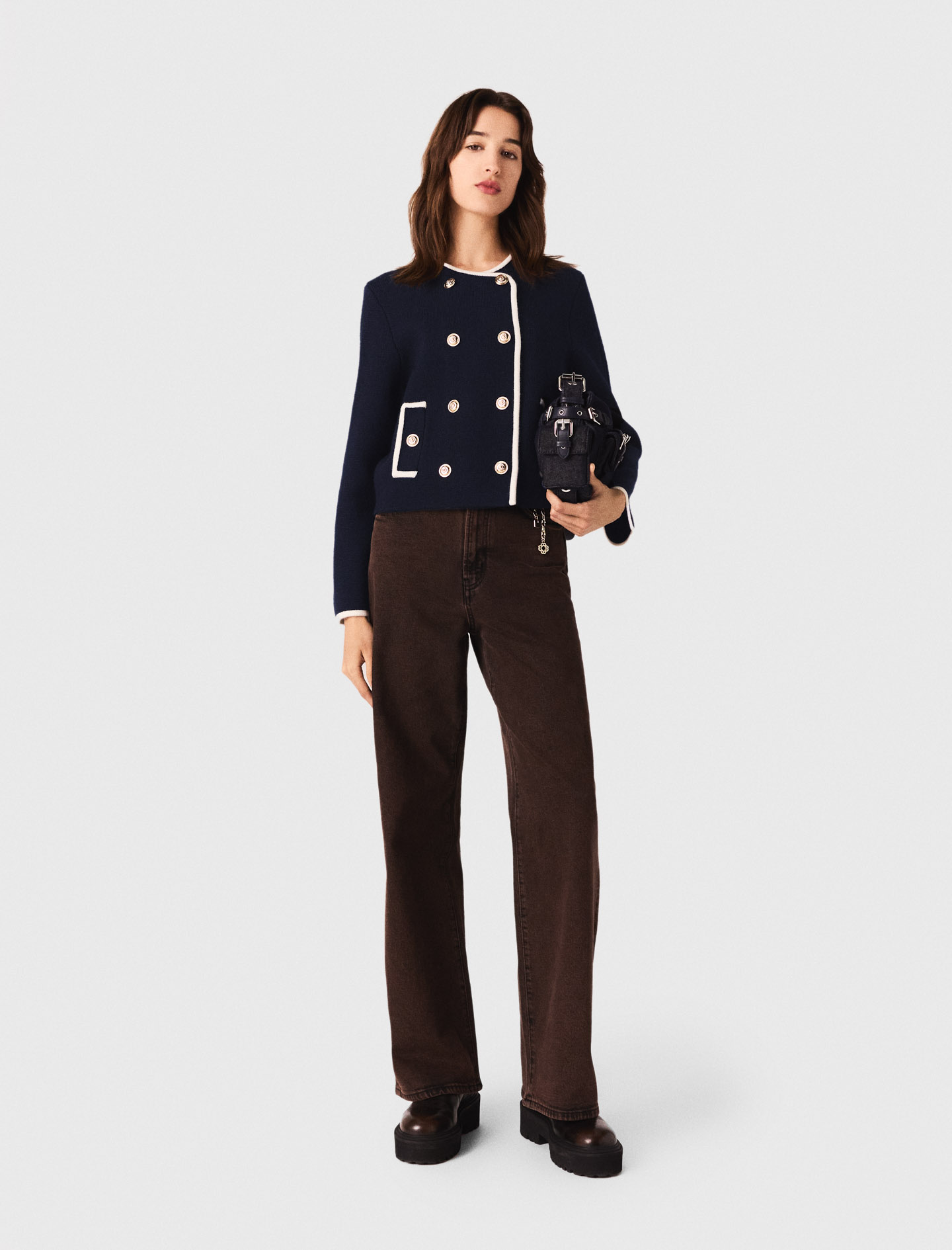 Structured knit jacket - Navy
