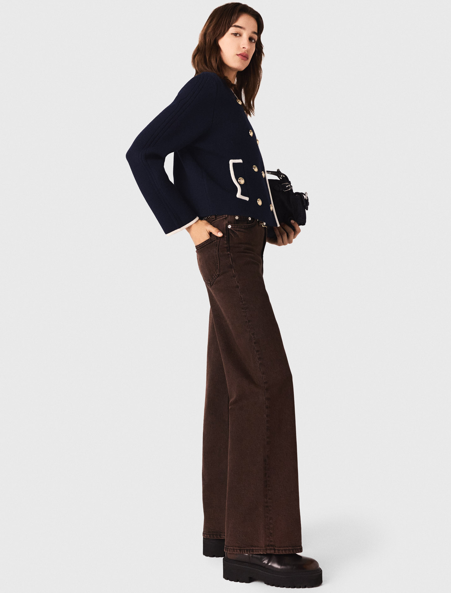 Structured knit jacket - Navy