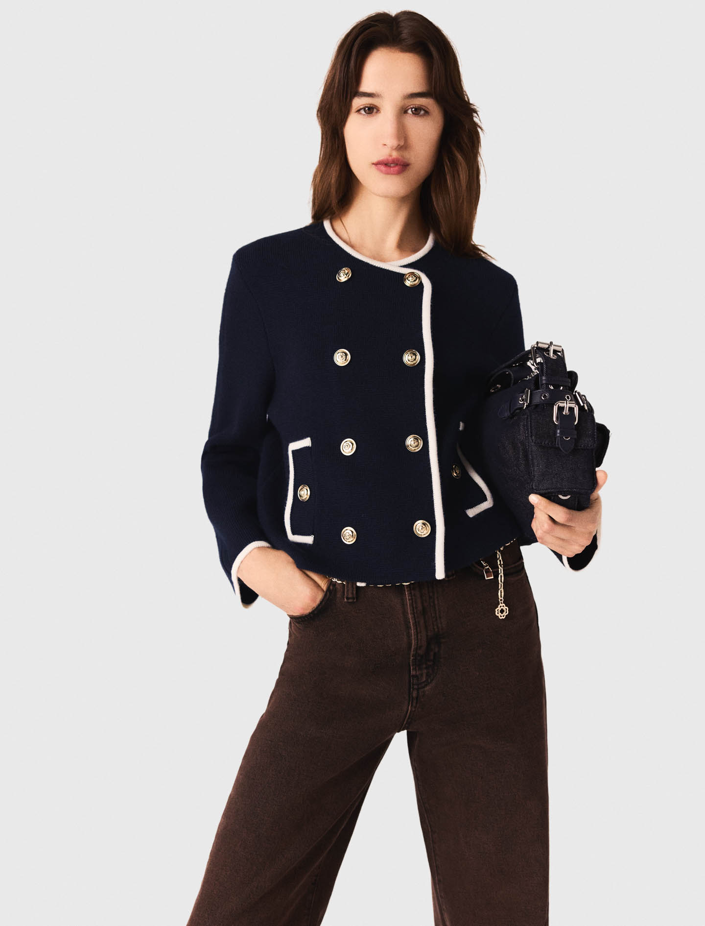 Structured knit jacket - Navy