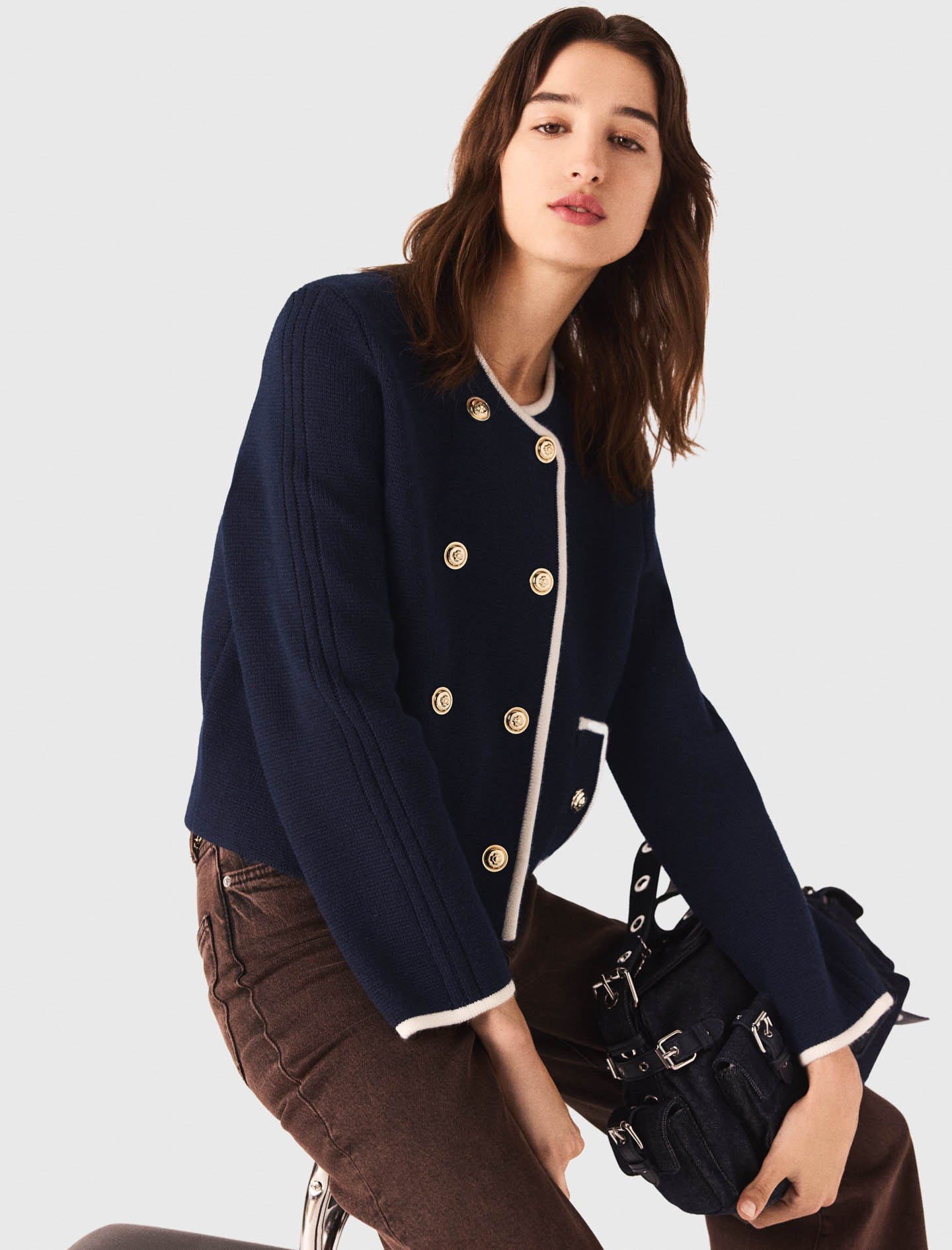 Structured knit jacket - Navy