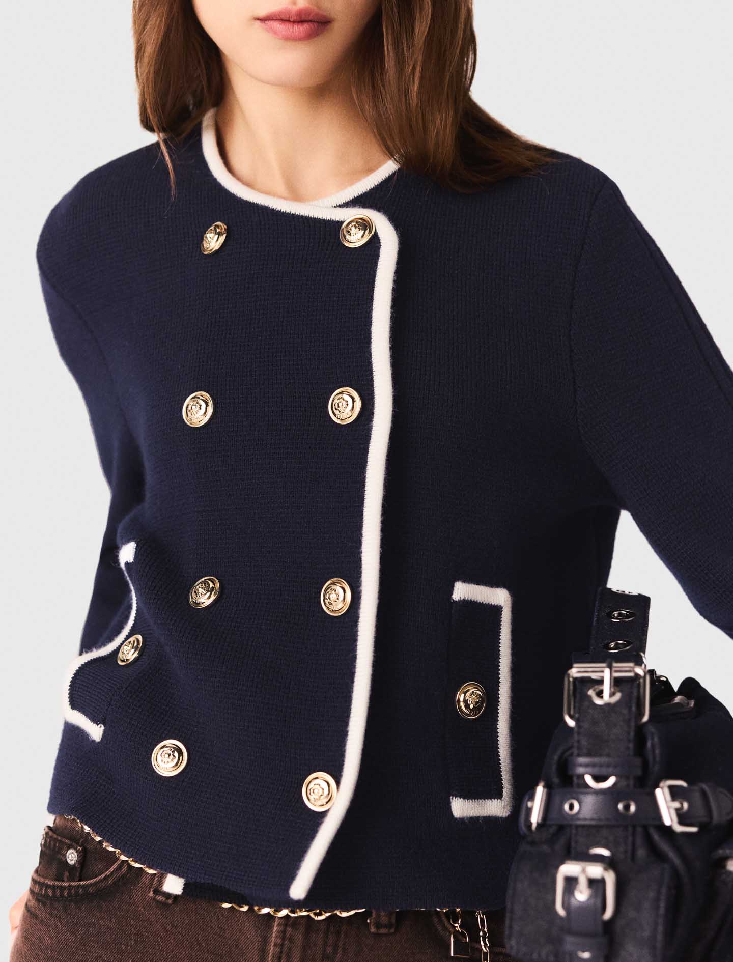 Structured knit jacket - Navy