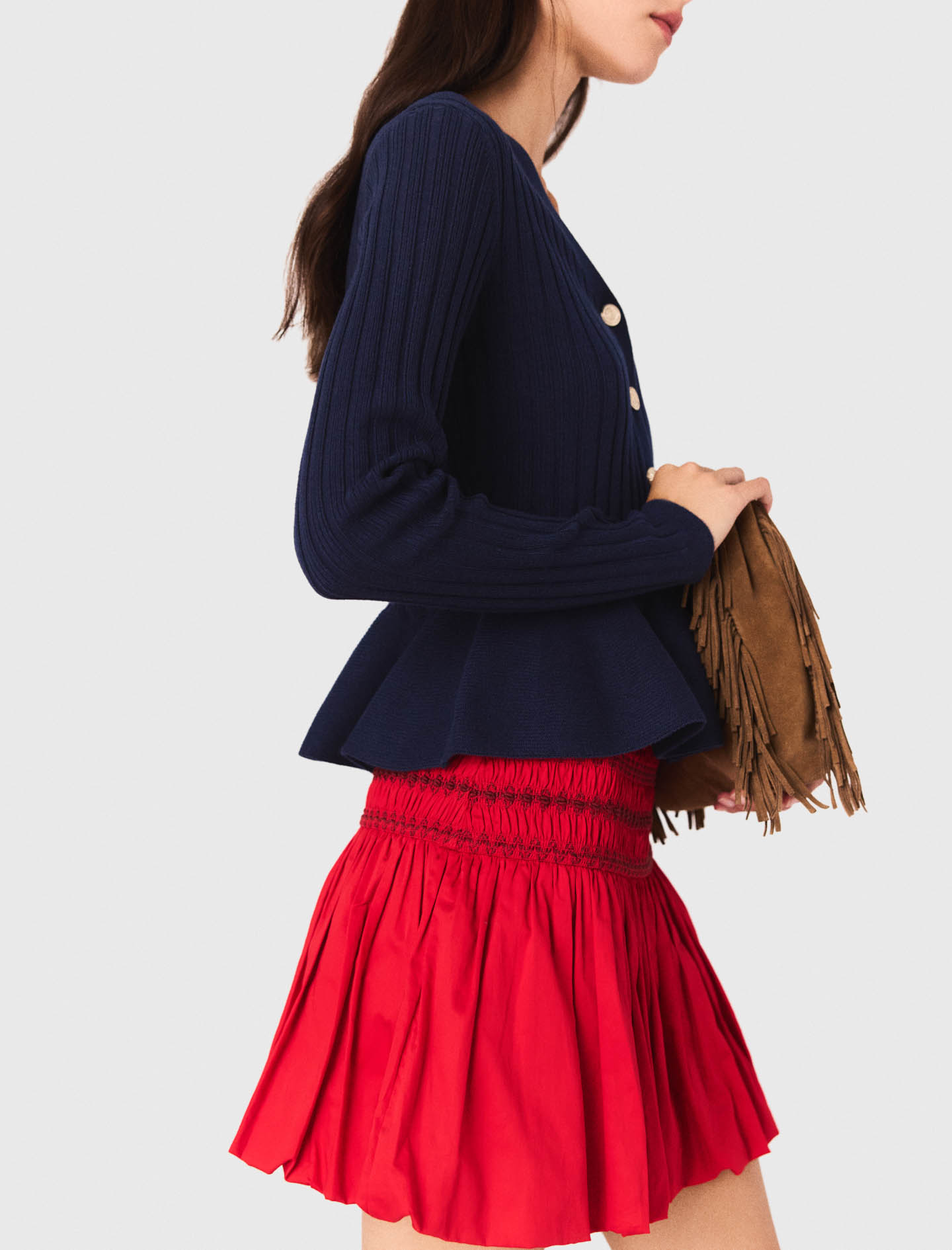 Peplum waist cardigan - Navy