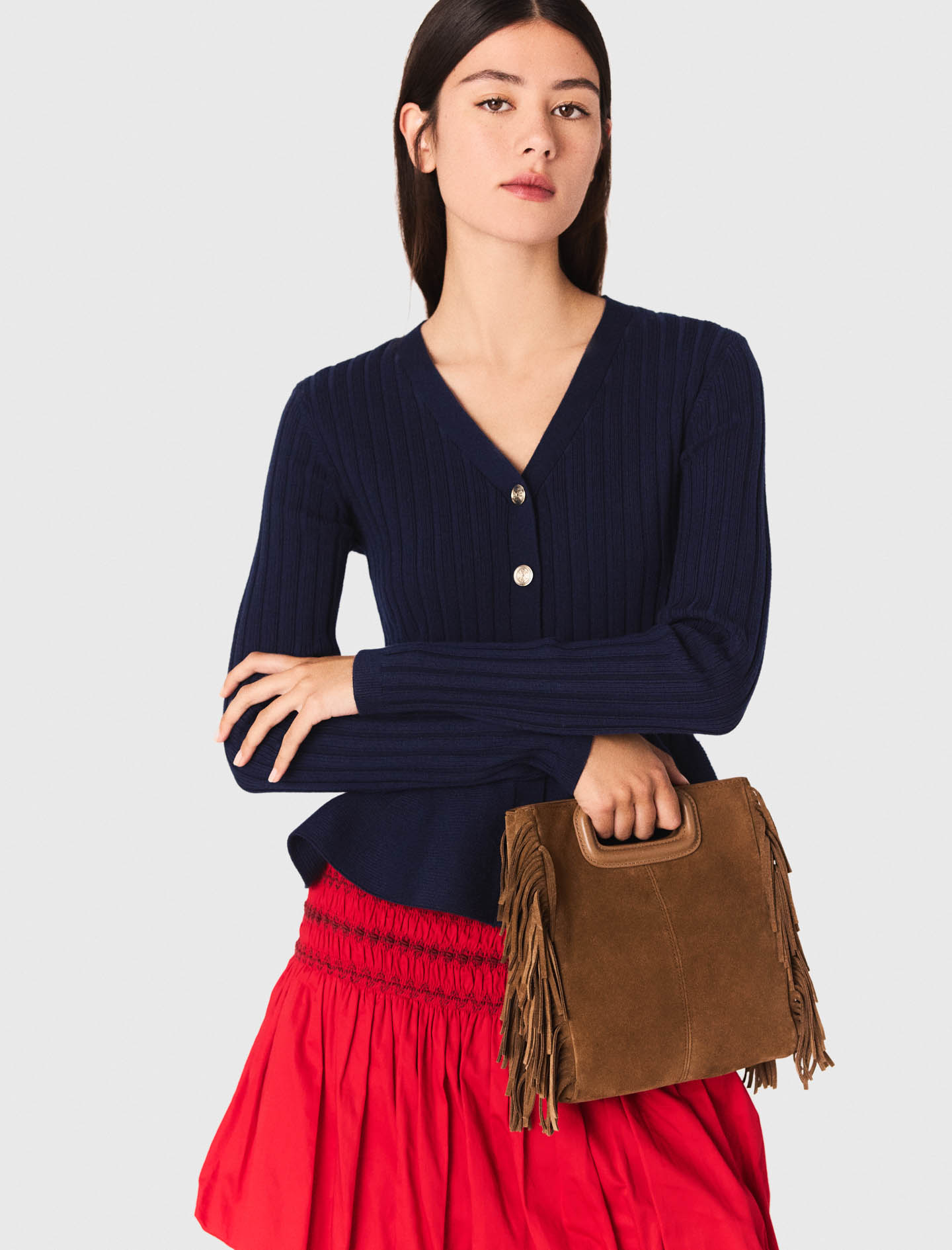 Peplum waist cardigan - Navy