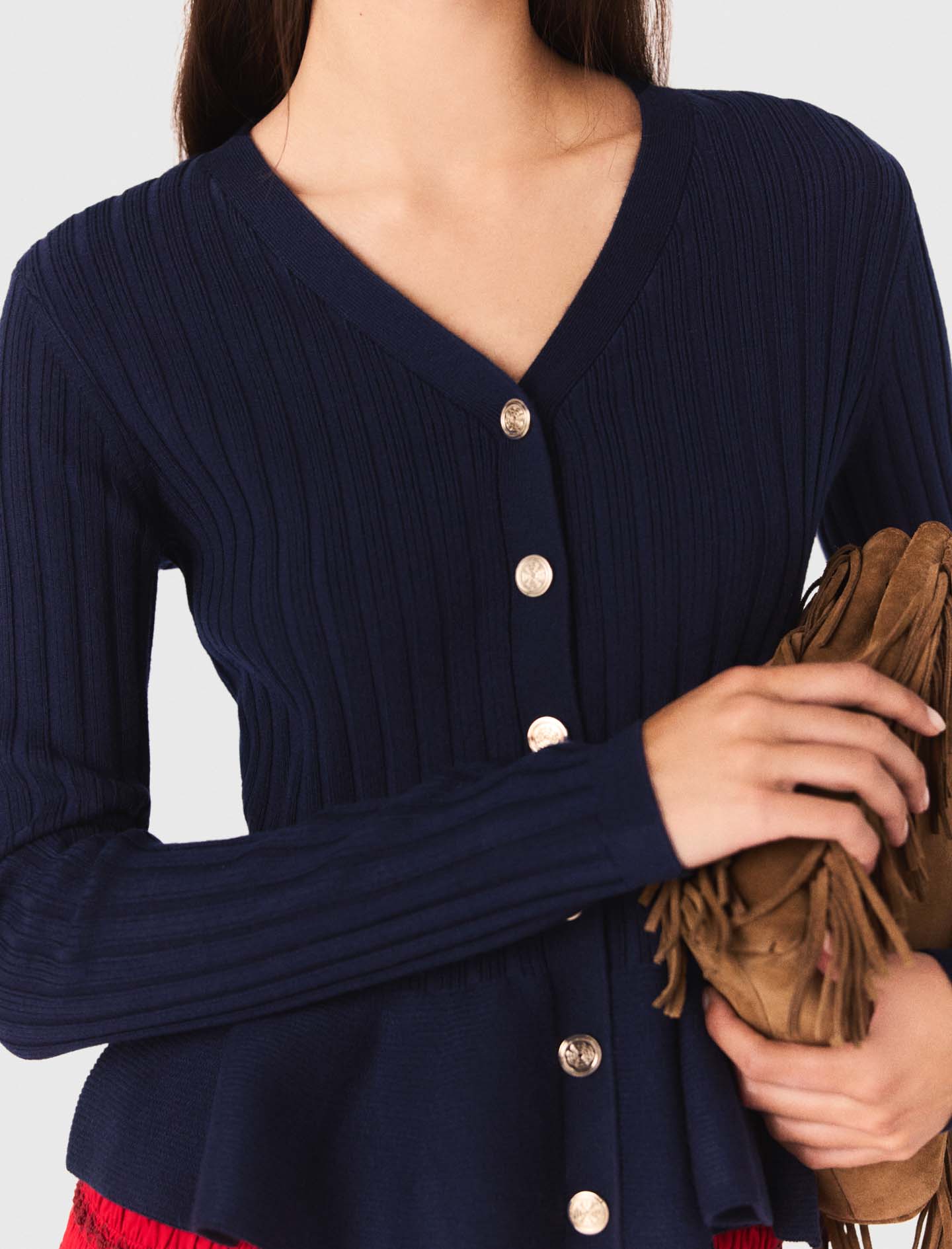 Peplum waist cardigan - Navy