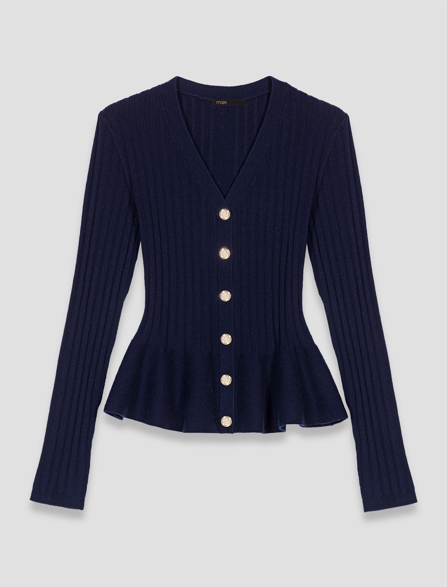 Peplum waist cardigan Navy | Maje