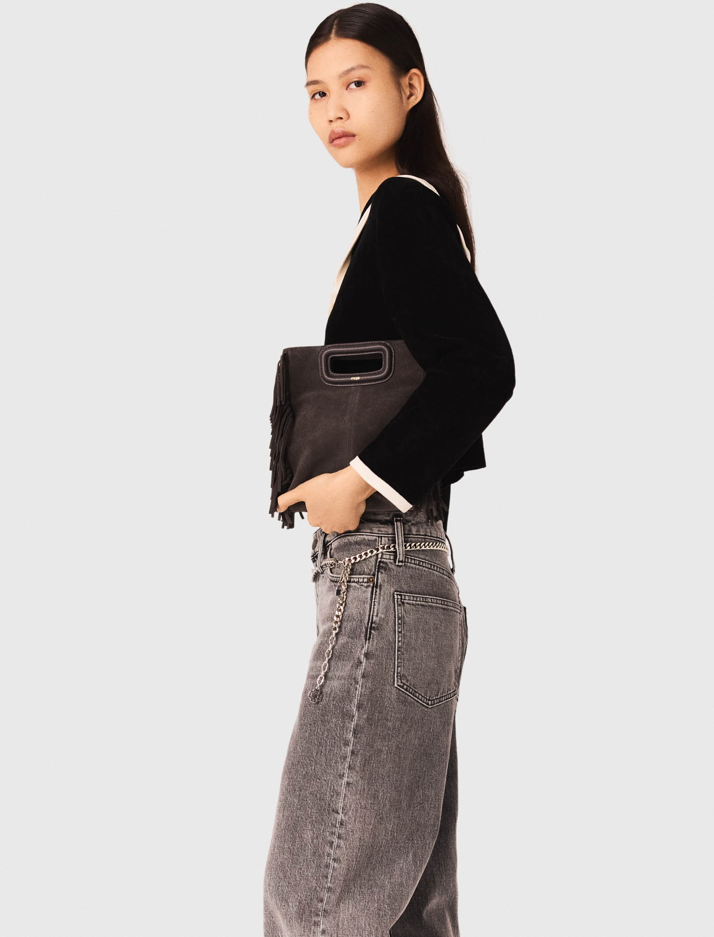 Velvet effect cardigan - Black