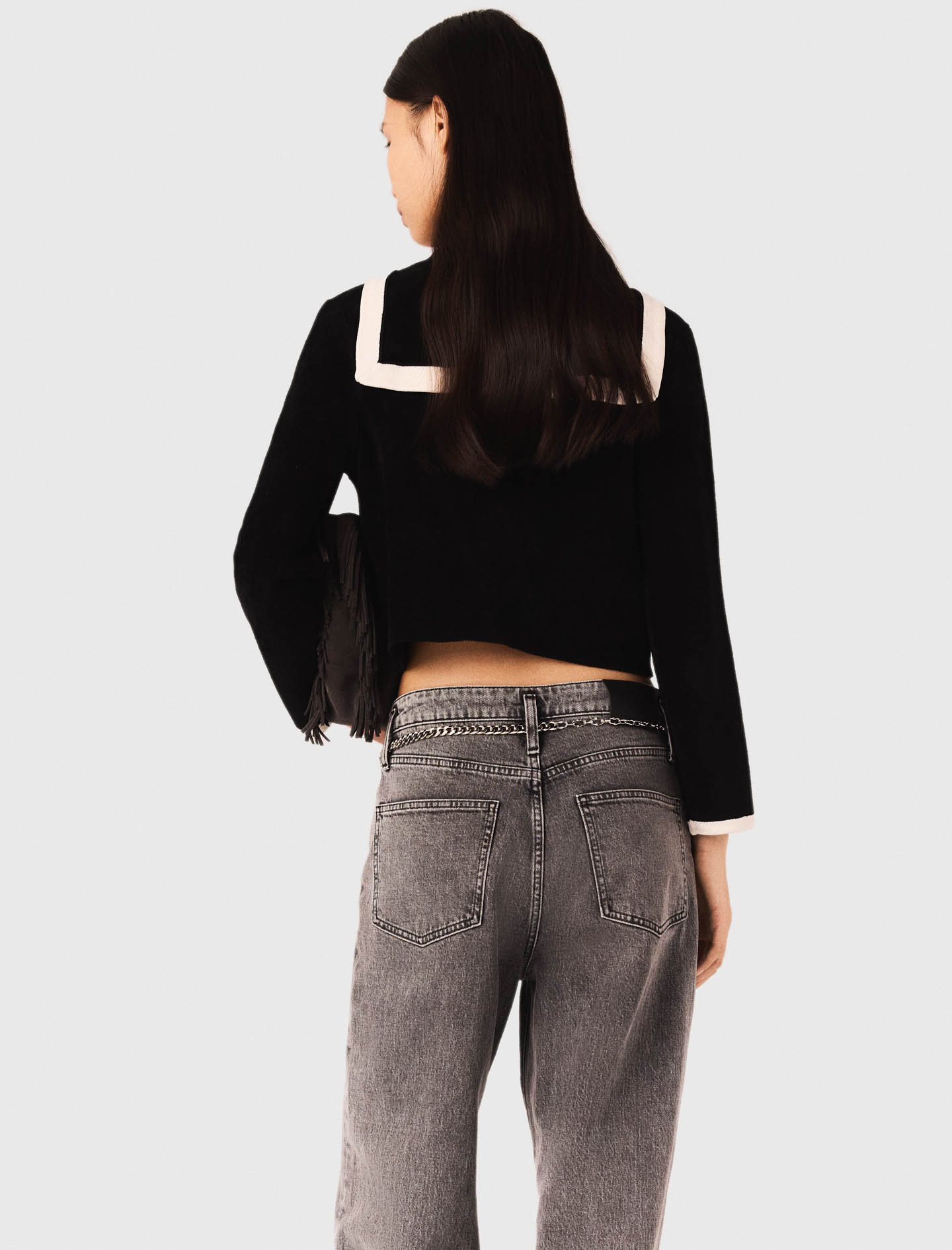 Velvet effect cardigan - Black
