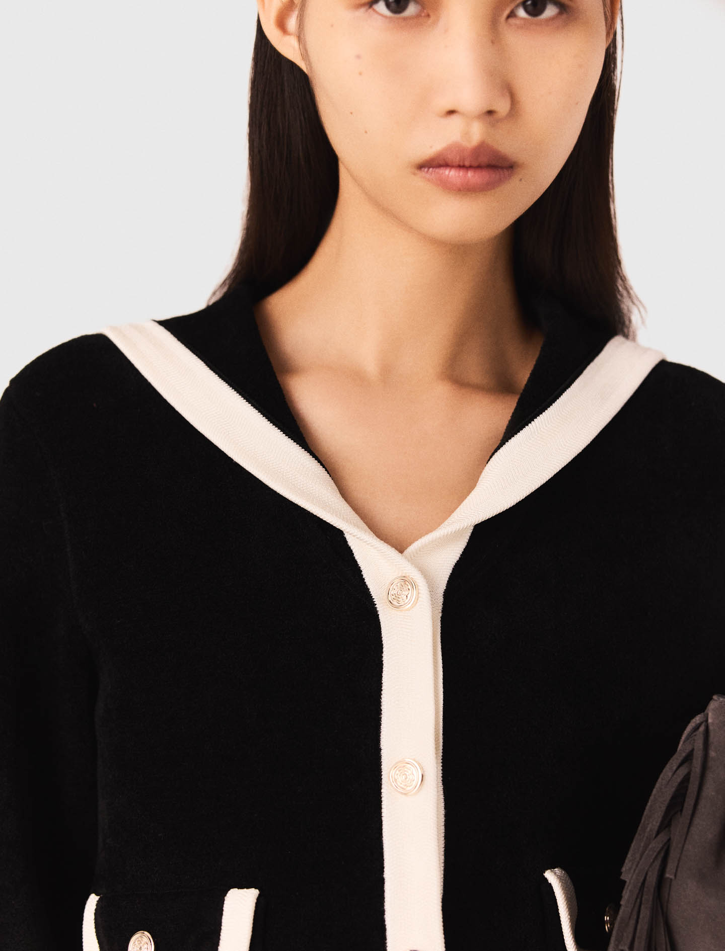 Velvet effect cardigan - Black