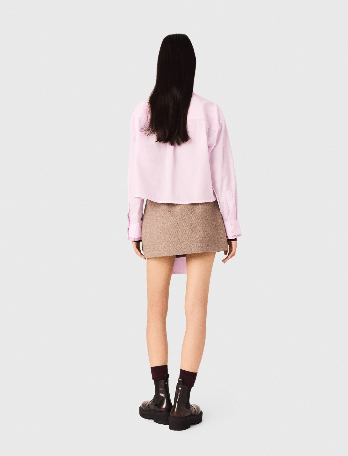 Short shirt with pussy bow - Pink