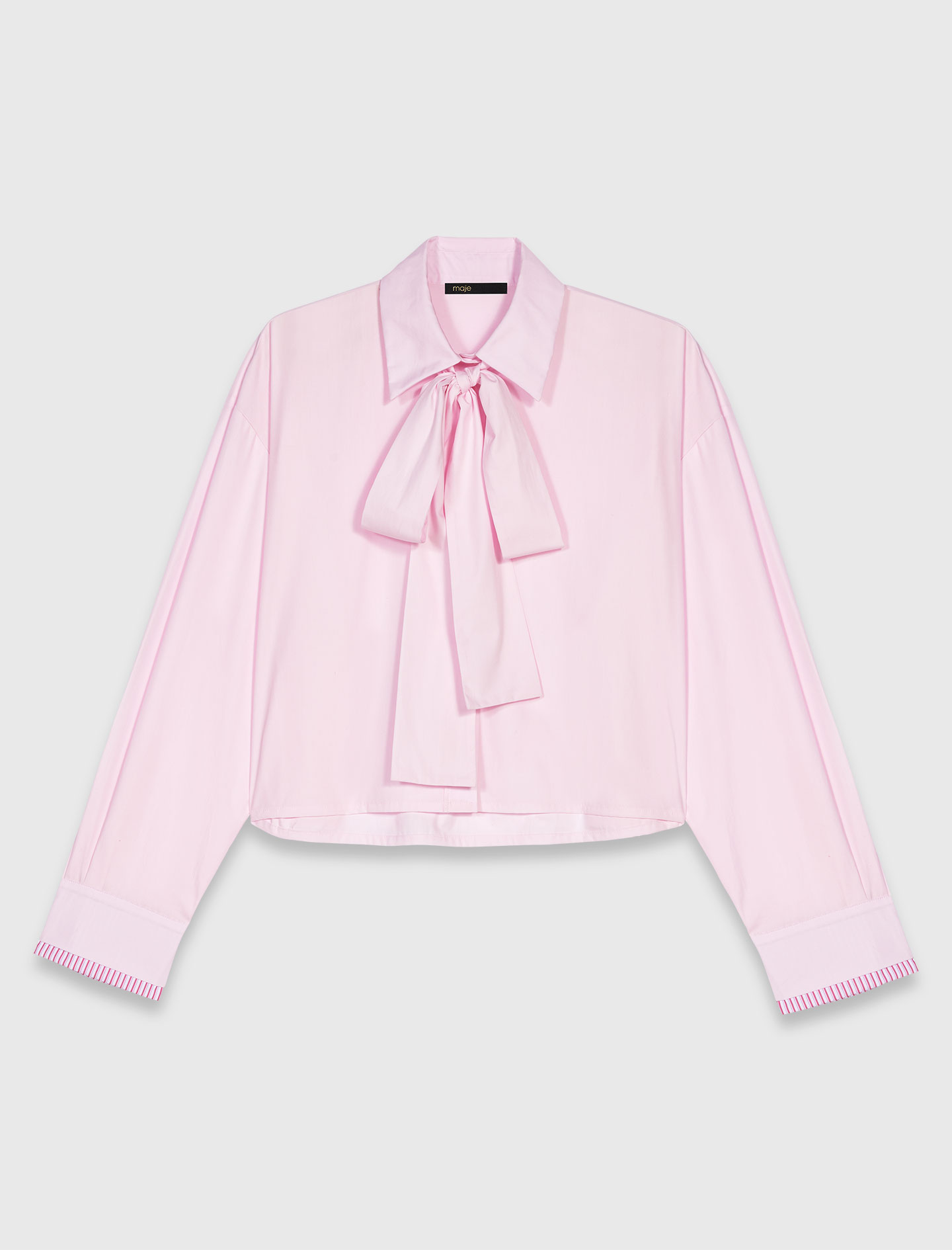 Short shirt with pussy bow - Pink
