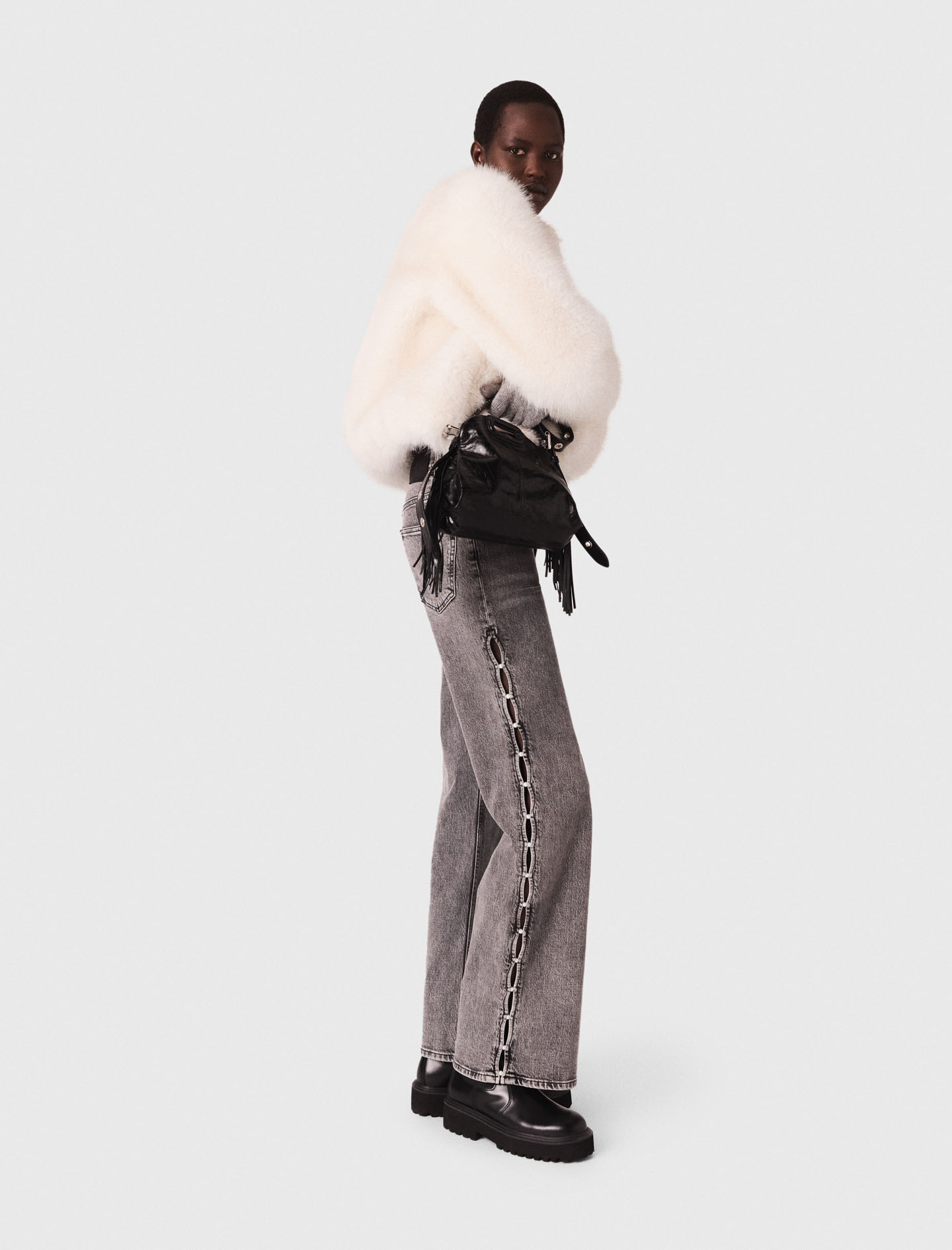 Beaded wide leg jeans - Grey