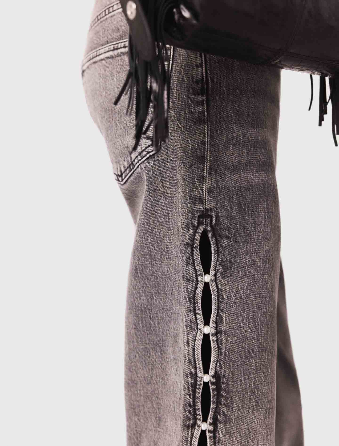 Beaded wide leg jeans - Grey