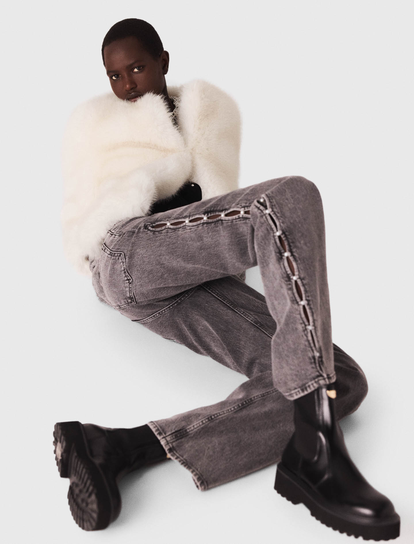 Beaded wide leg jeans - Grey