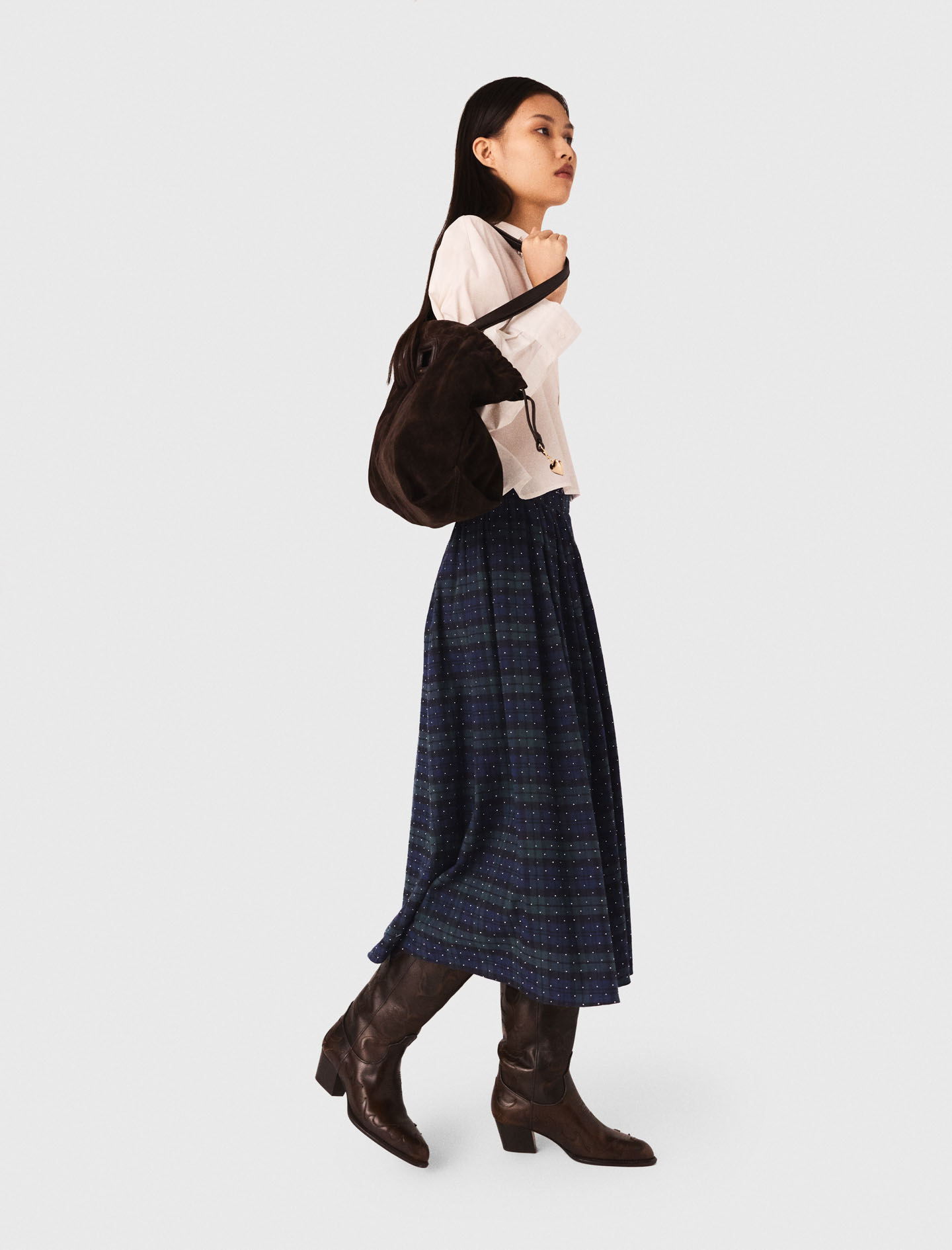 Check skirt with rhinestones - Blue