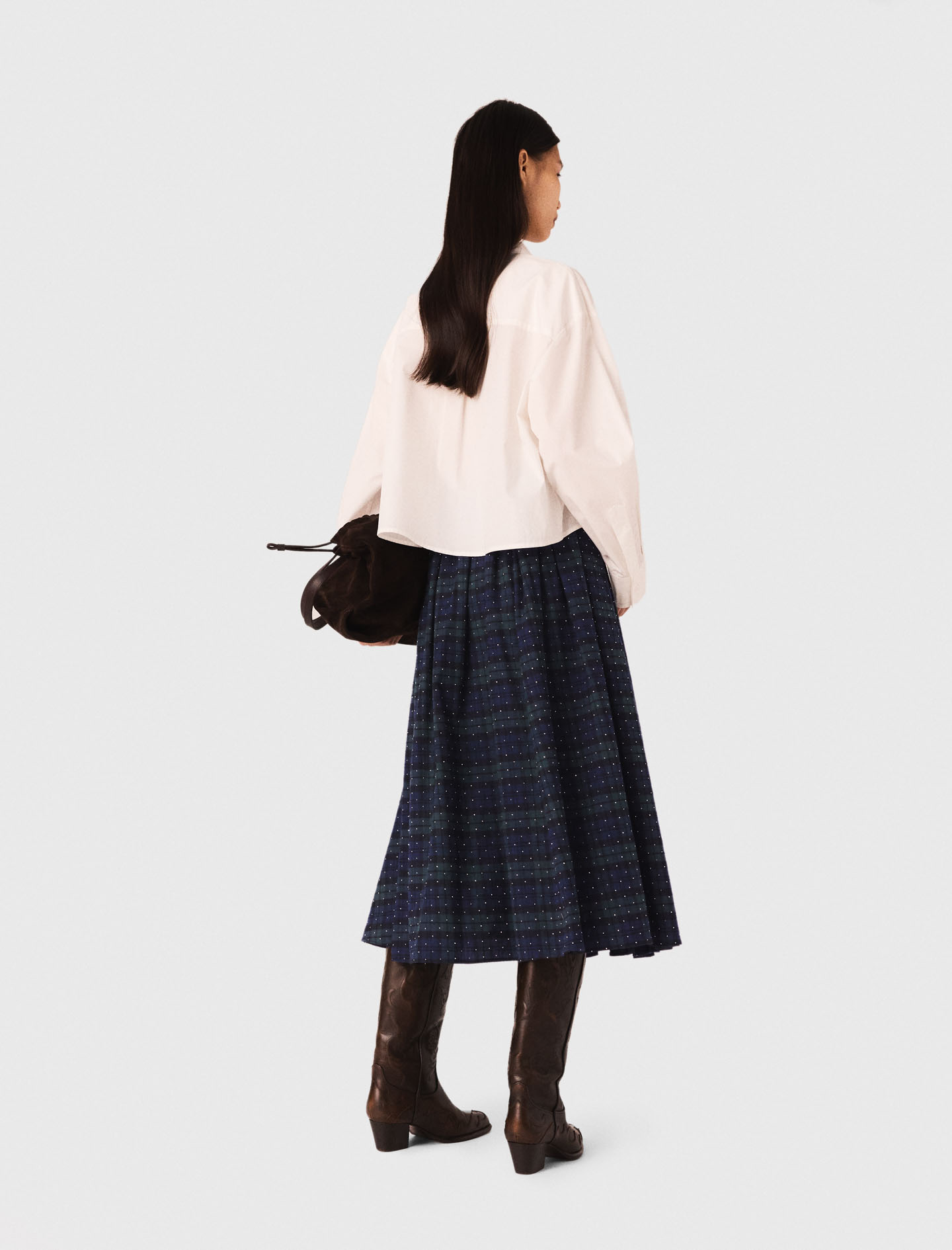 Check skirt with rhinestones - Blue