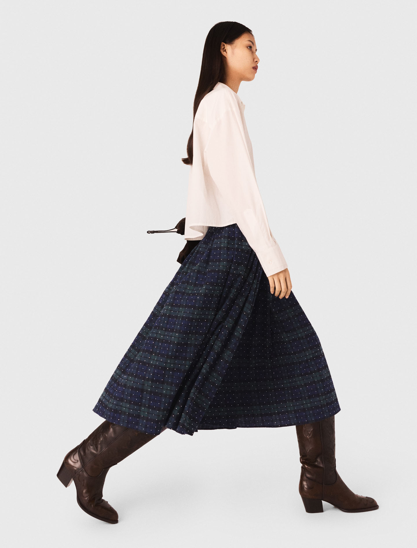 Check skirt with rhinestones - Blue