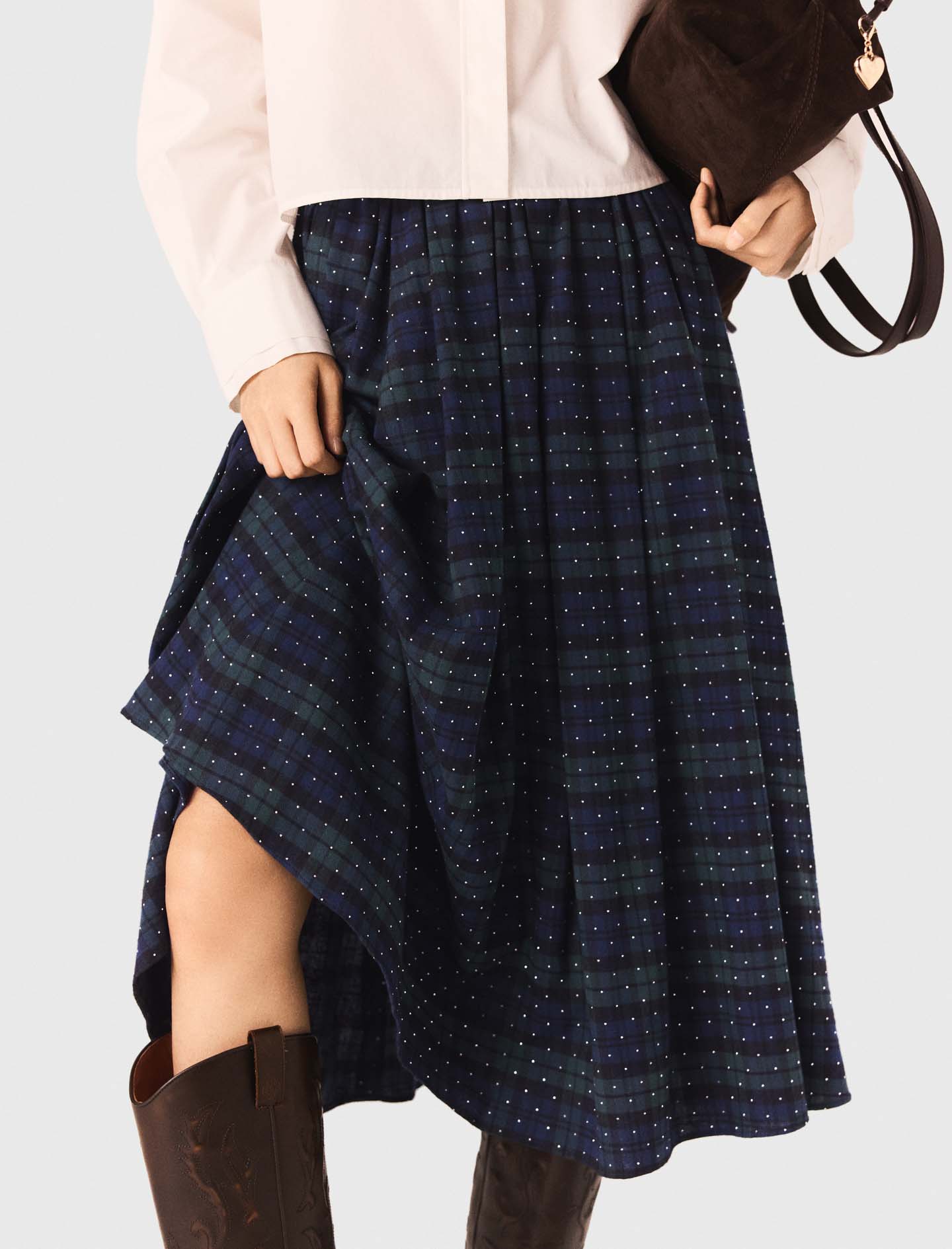 Check skirt with rhinestones - Blue