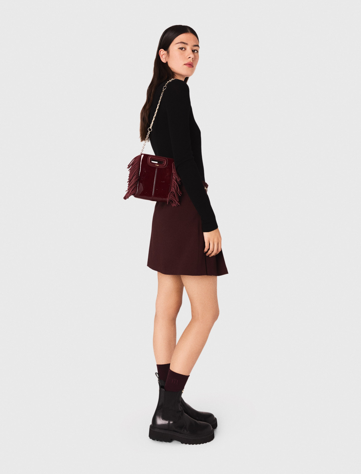Short pleated skirt - Burgundy