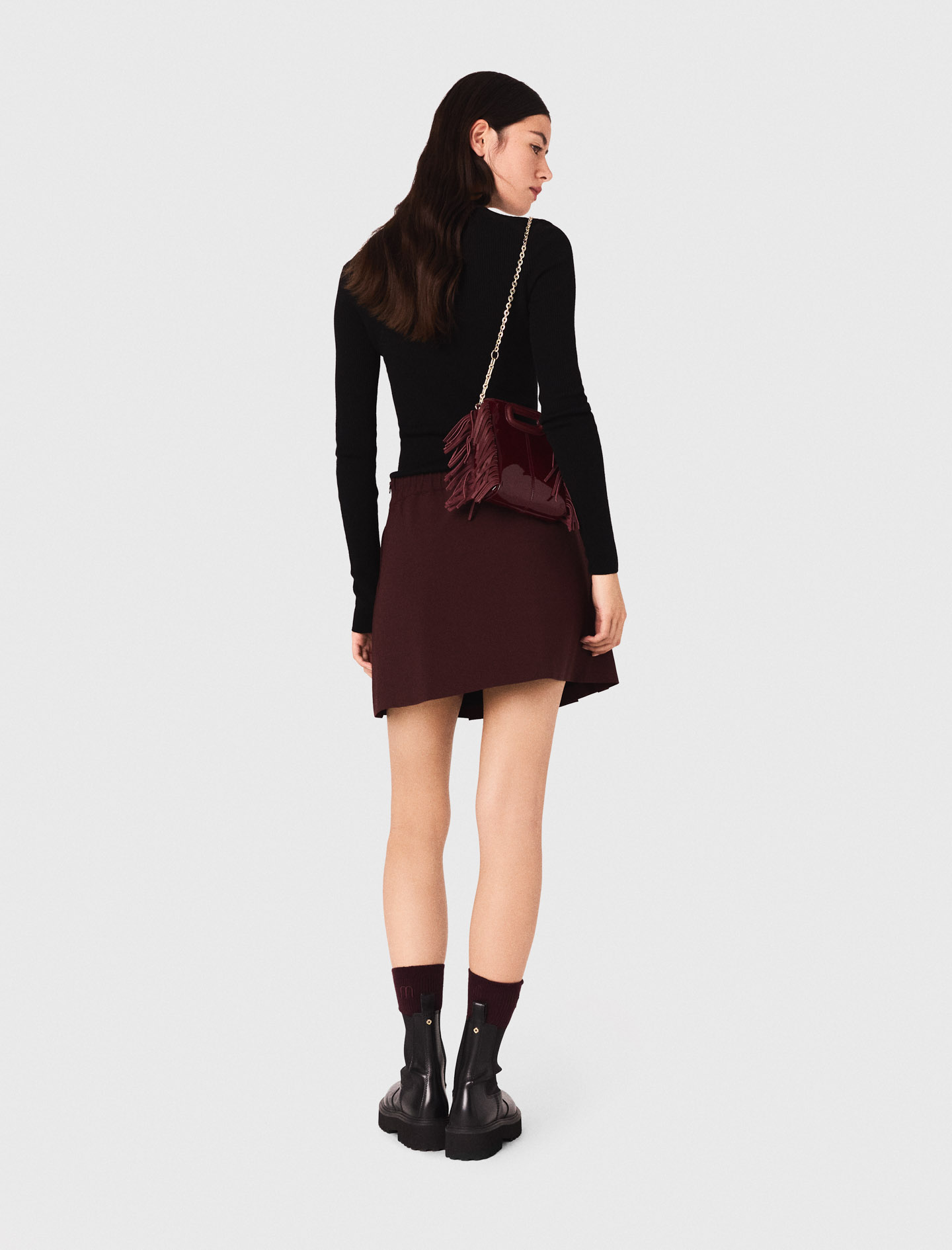 Short pleated skirt - Burgundy