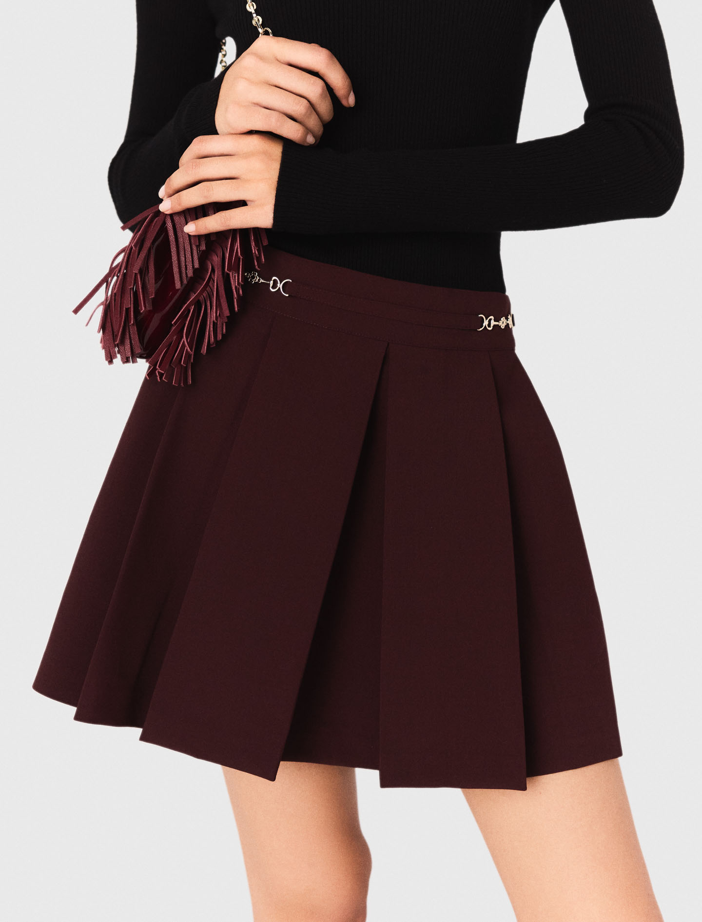 Short pleated skirt - Burgundy