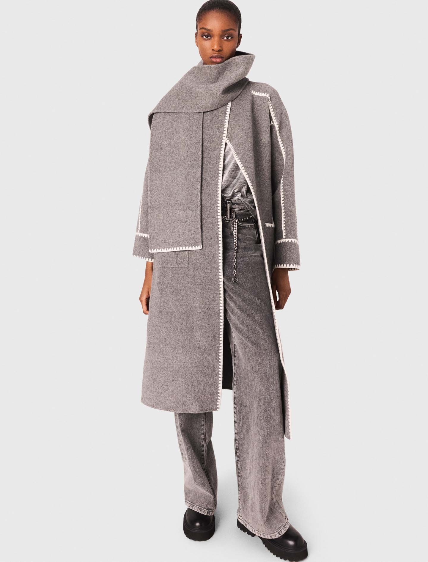 Long double faced coat - Grey