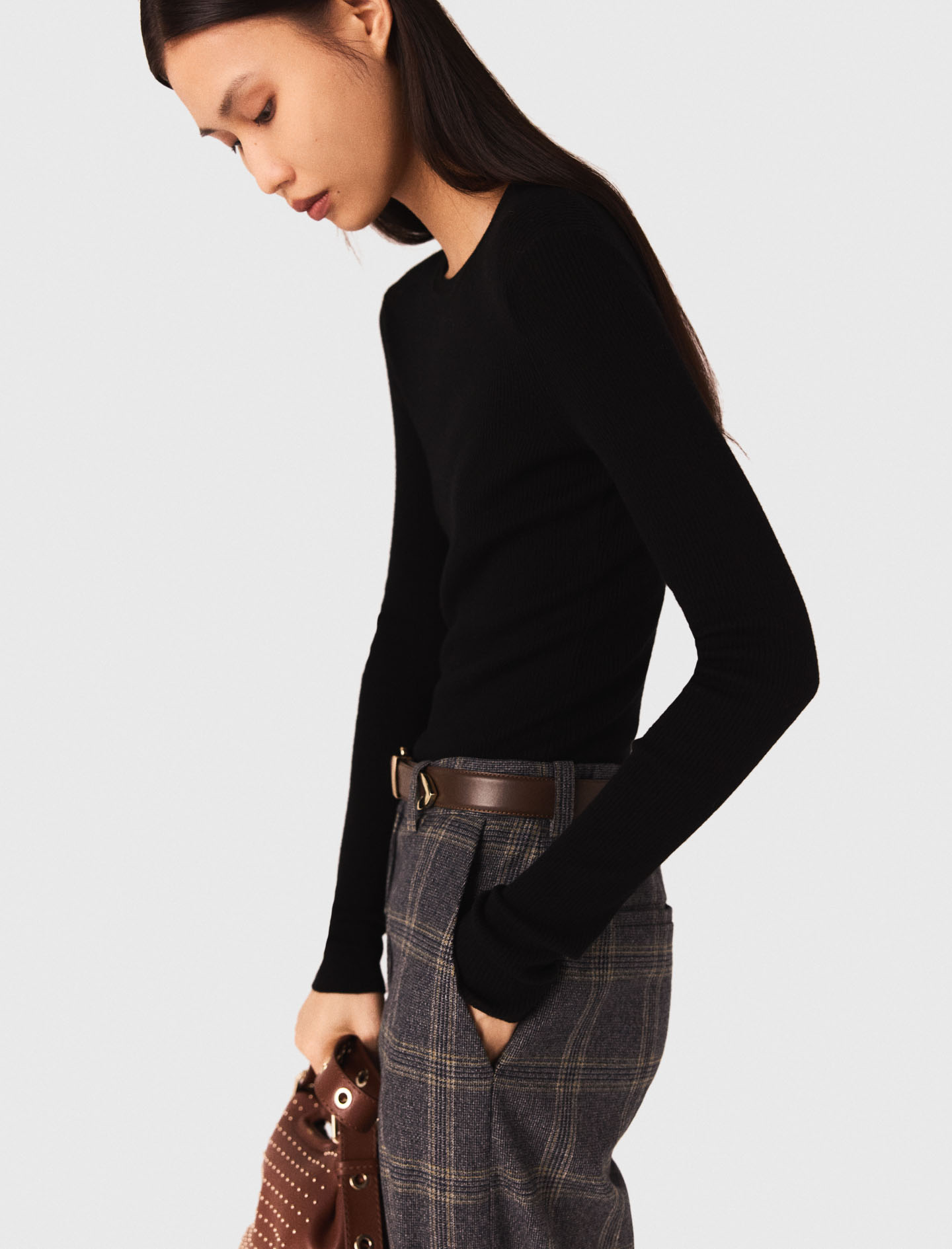 Second skin round neck jumper - Black