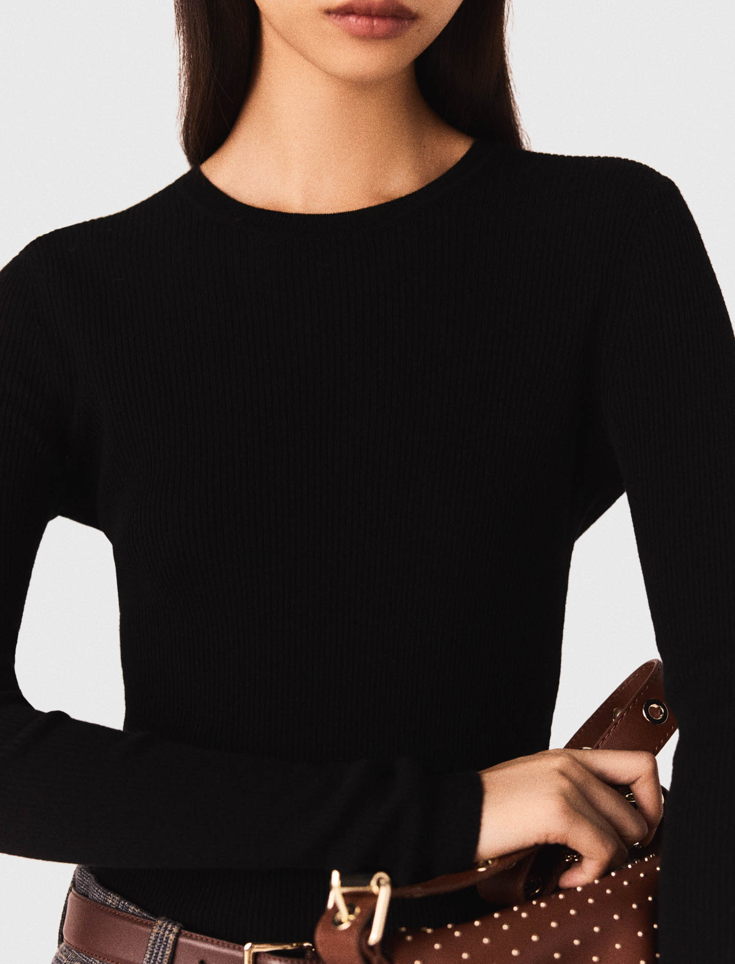Second skin round neck jumper - Black