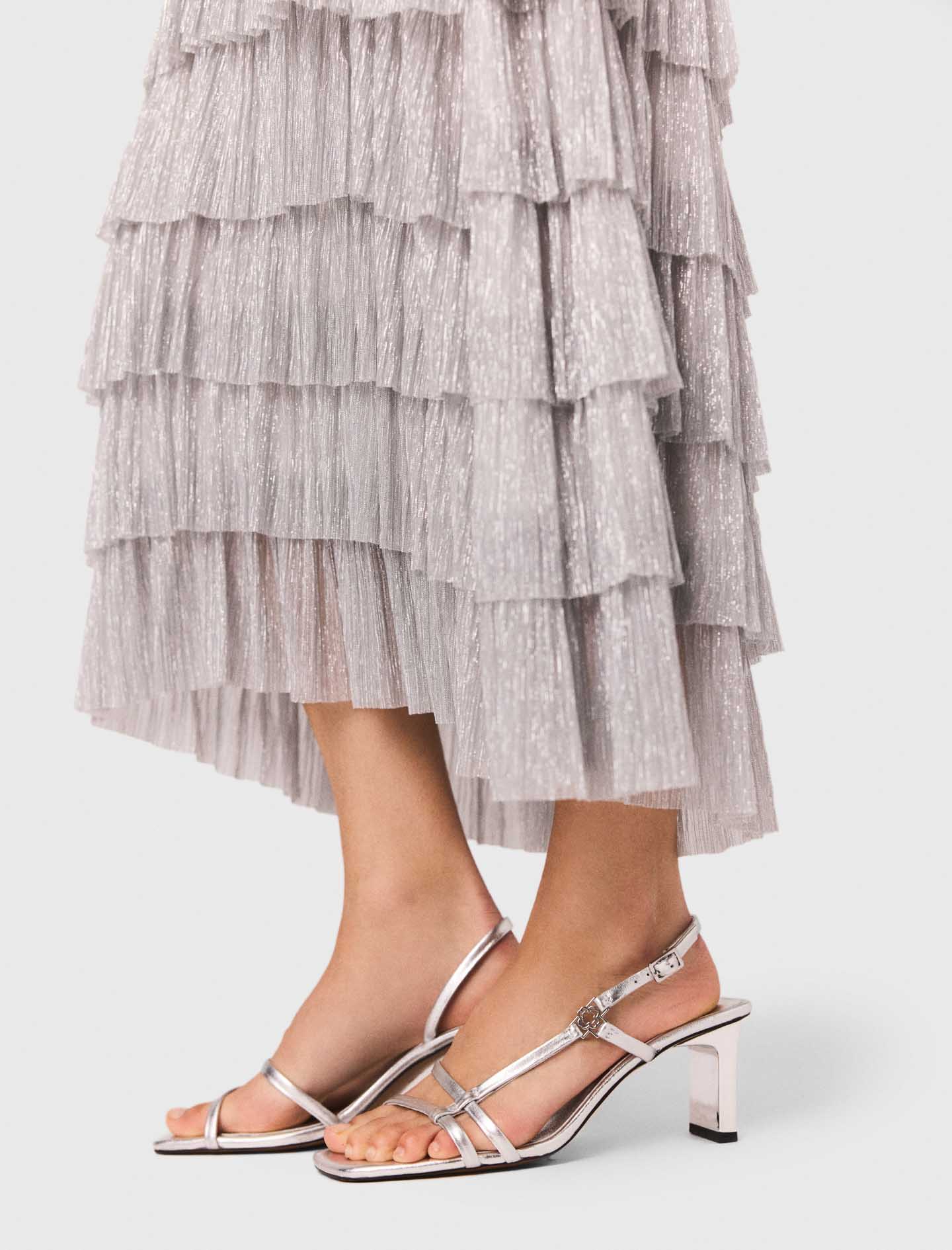 Metallic ruffled midi dress - Silver