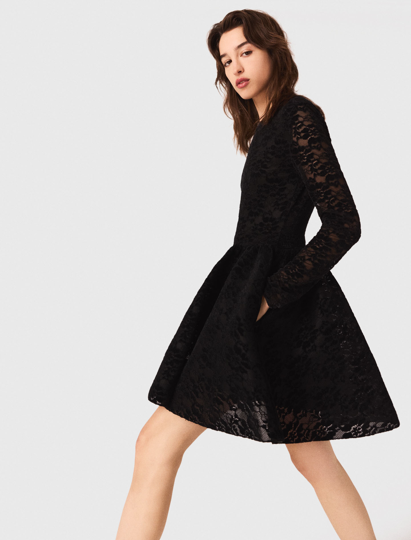 Flared velvet maxi dress - Black
