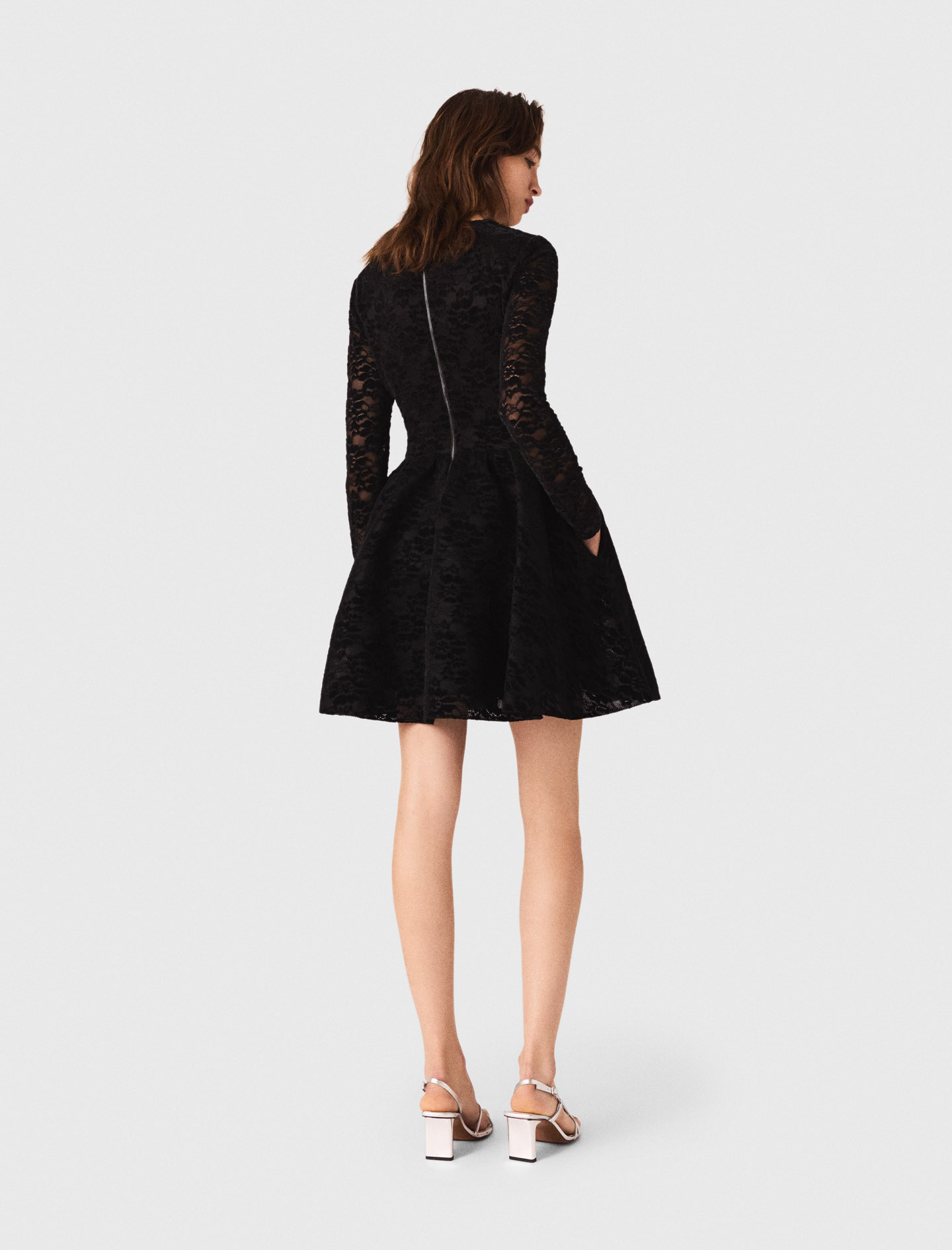 Flared velvet maxi dress - Black