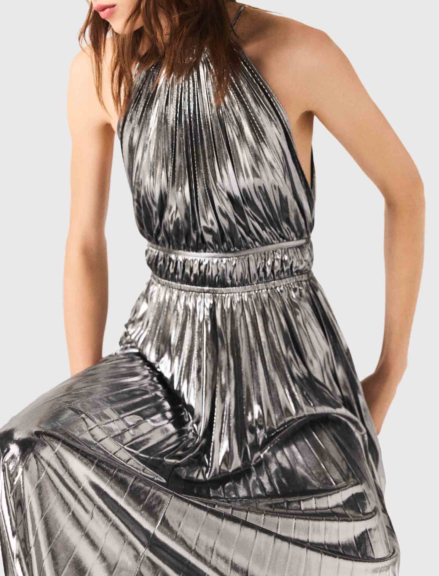 Pleated maxi dress - Silver