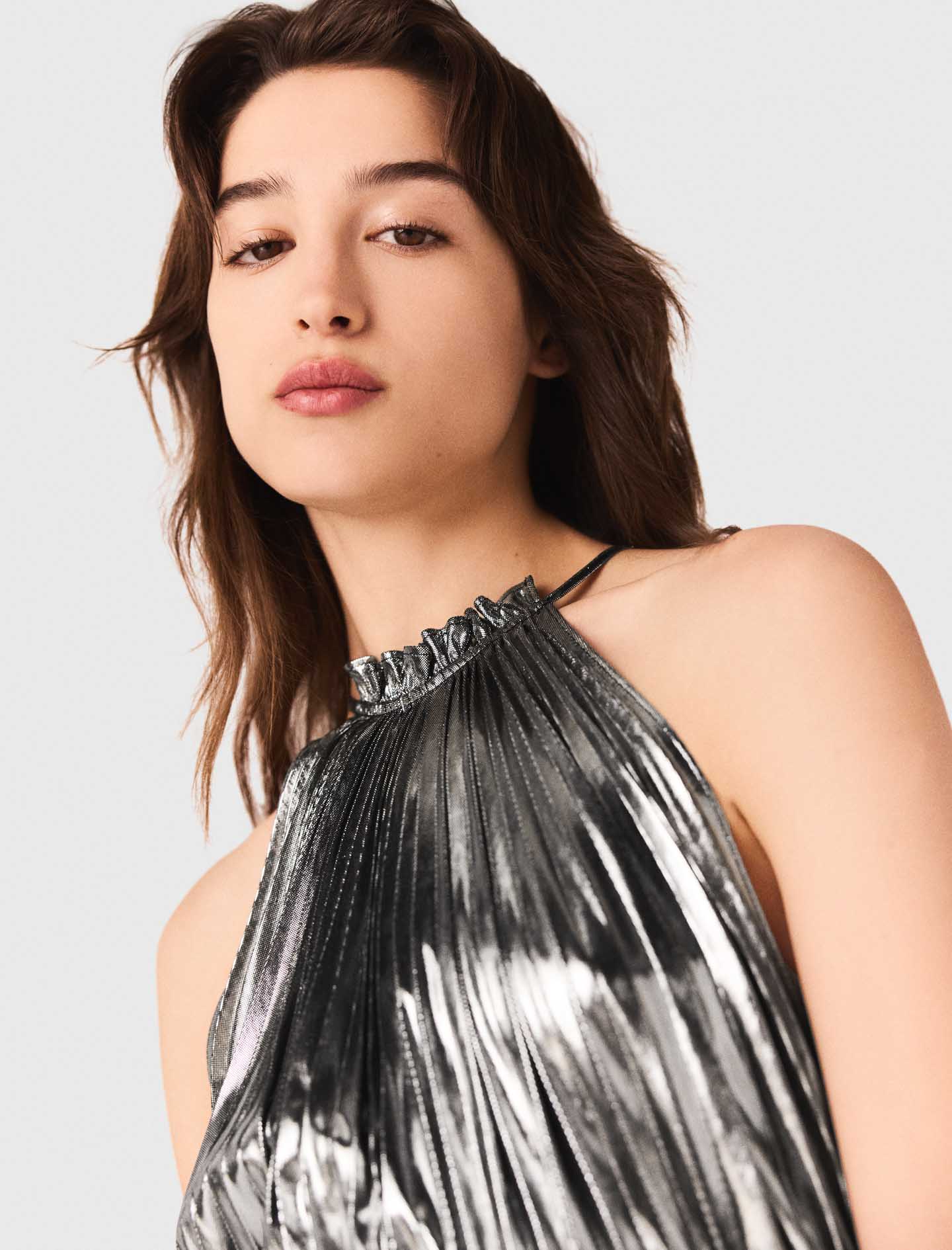 Pleated maxi dress - Silver