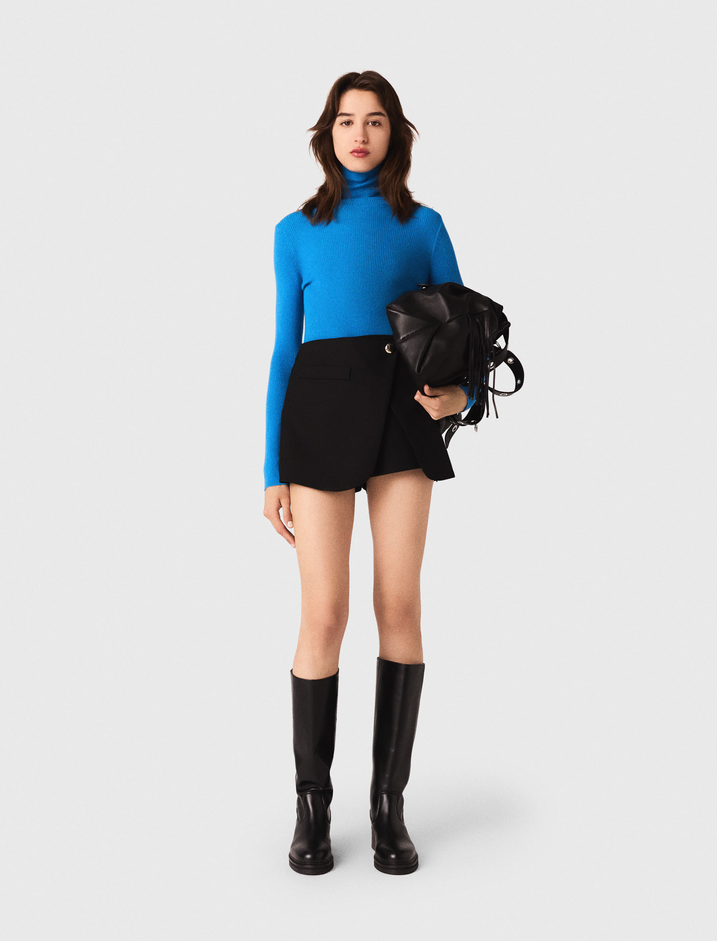 Layered effect suit shorts - Black