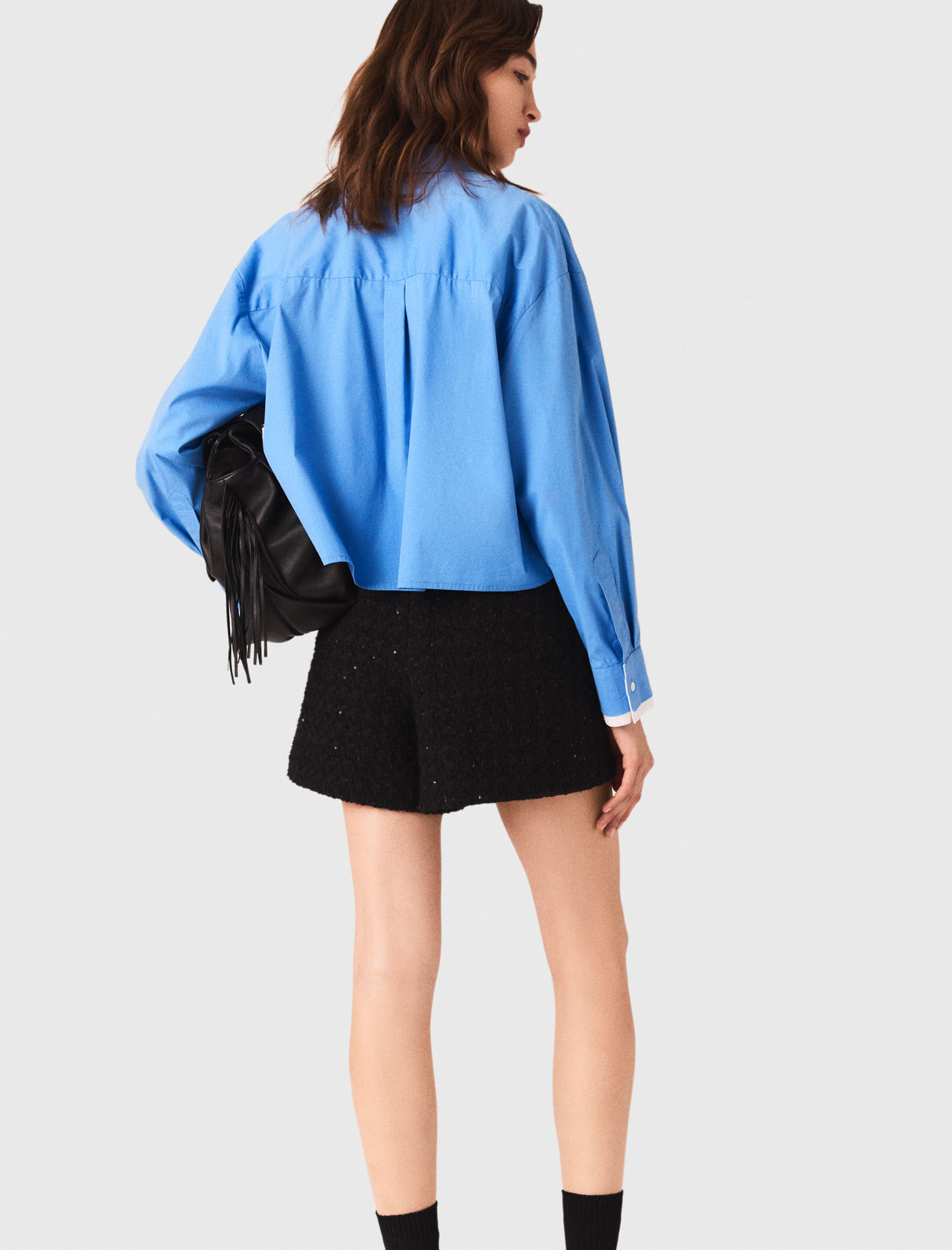 Rhinestone tweed shorts - Black